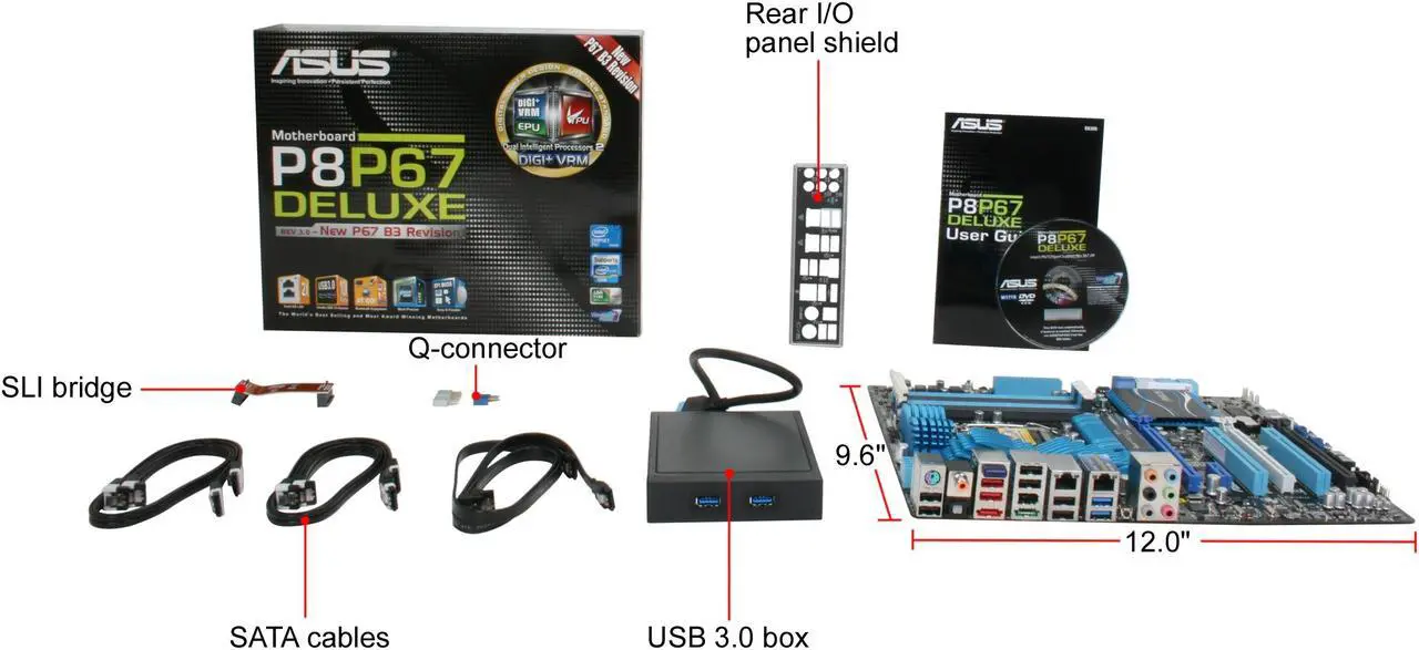 Alt view image 5 of 5 - ASUS P8P67 DELUXE (REV 3.0) LGA 1155 Intel P67 USB 3.0 ATX Intel Motherboard with UEFI BIOS