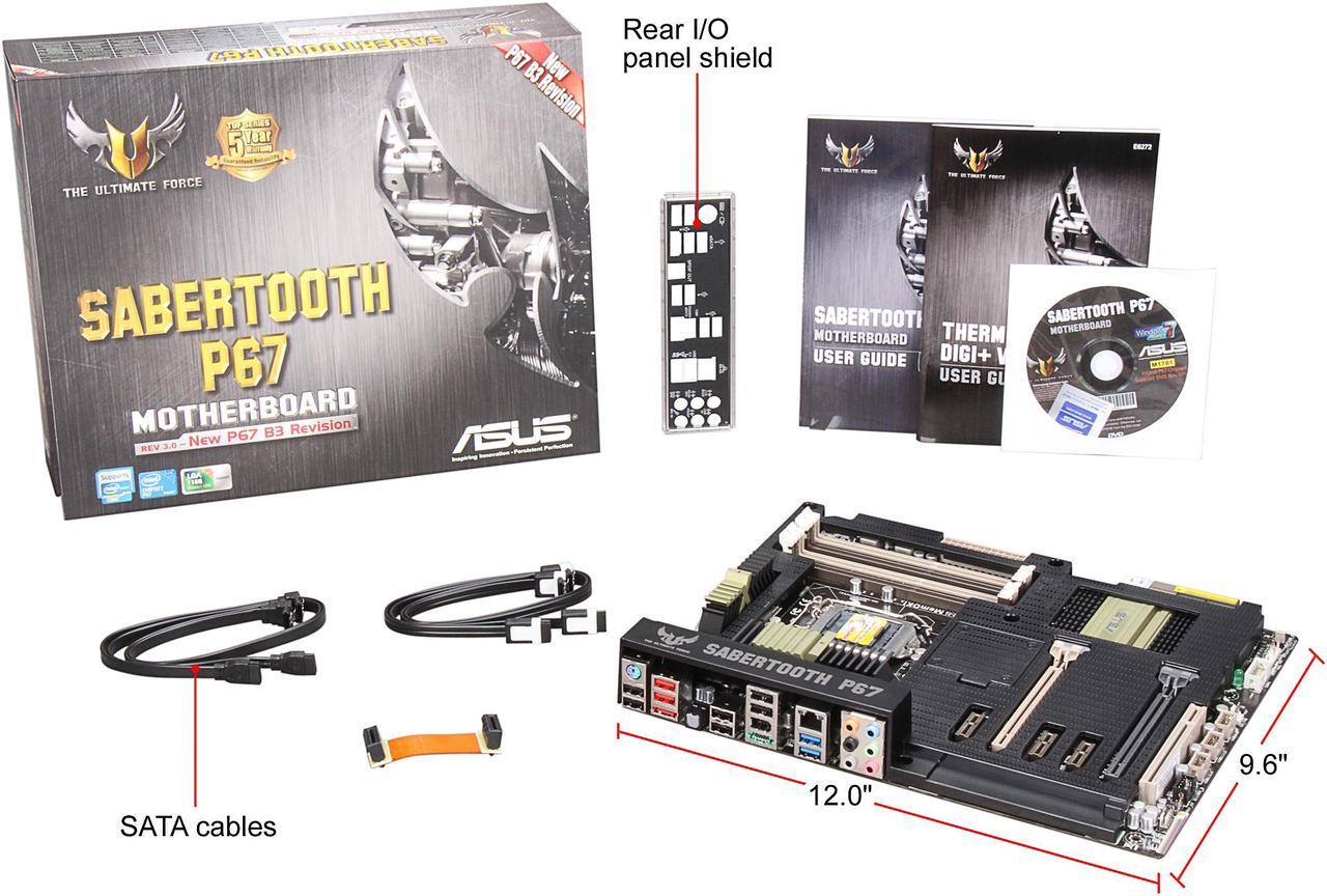 Alt view image 5 of 5 - ASUS SABERTOOTH P67 (REV 3.0) LGA 1155 Intel P67 SATA 6Gb/s USB 3.0 ATX Intel Motherboard