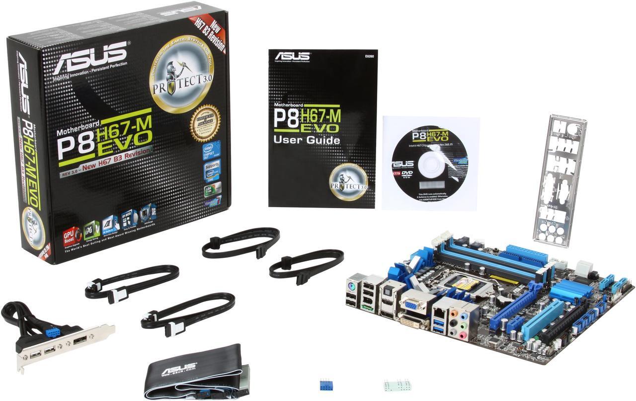 Alt view image 5 of 5 - ASUS P8H67-M EVO (REV 3.0) LGA 1155 Intel H67 HDMI SATA 6Gb/s USB 3.0 Micro ATX Intel Motherboard with UEFI BIOS