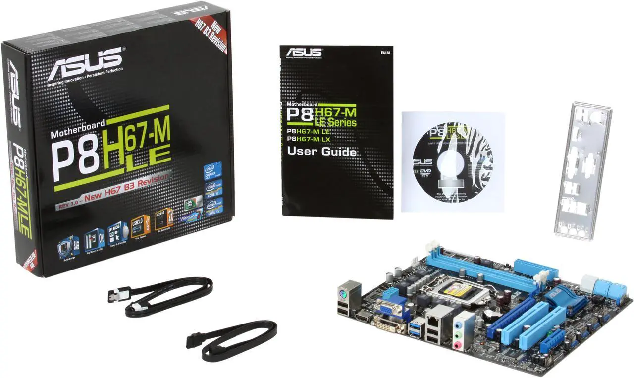 Alt view image 4 of 4 - ASUS P8H67-M LE (REV 3.0) LGA 1155 Intel H67 HDMI USB 3.0 Micro ATX Intel Motherboard
