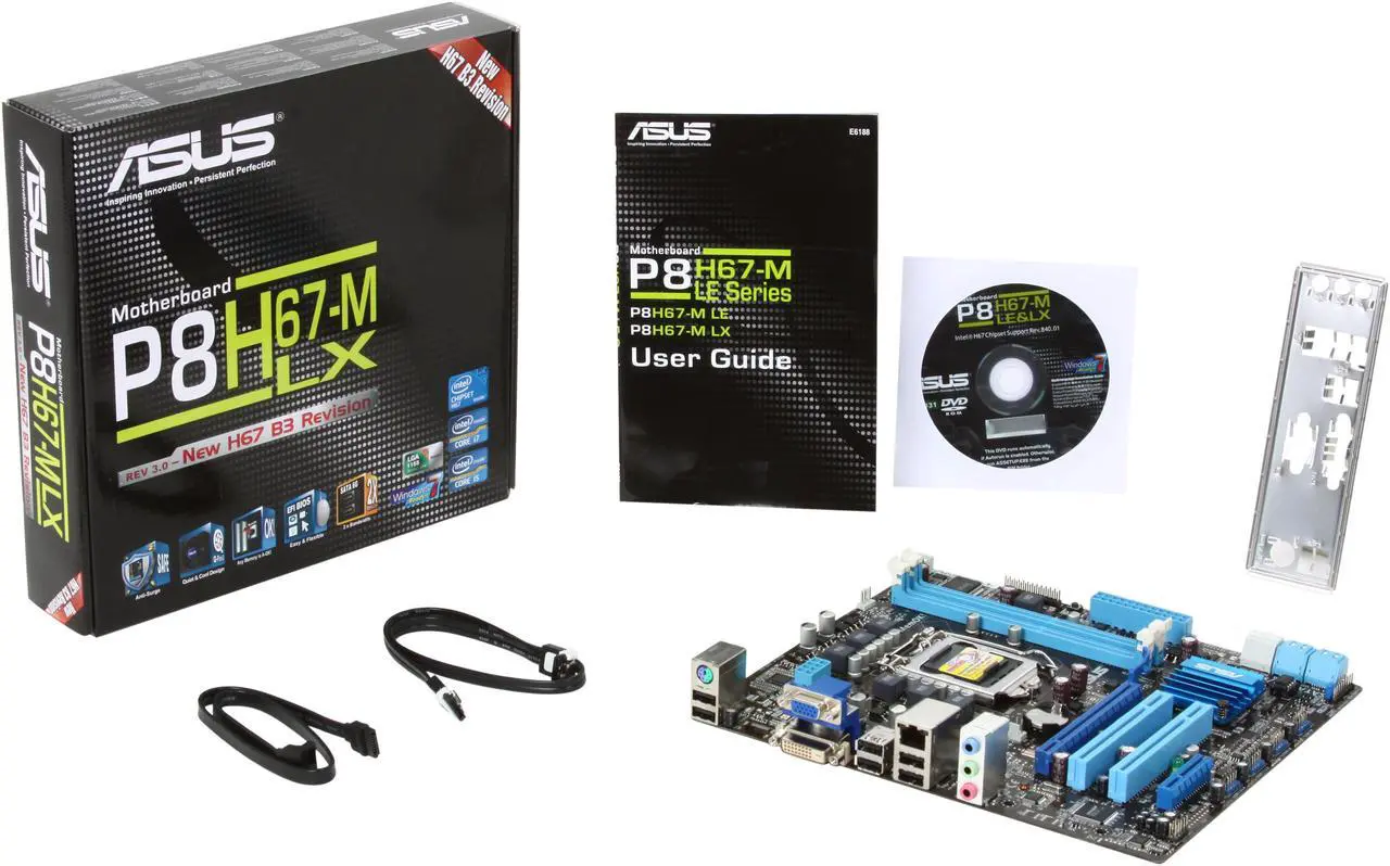 Alt view image 5 of 5 - ASUS P8H67-M LX (REV 3.0) LGA 1155 Intel H67 Micro ATX Intel Motherboard