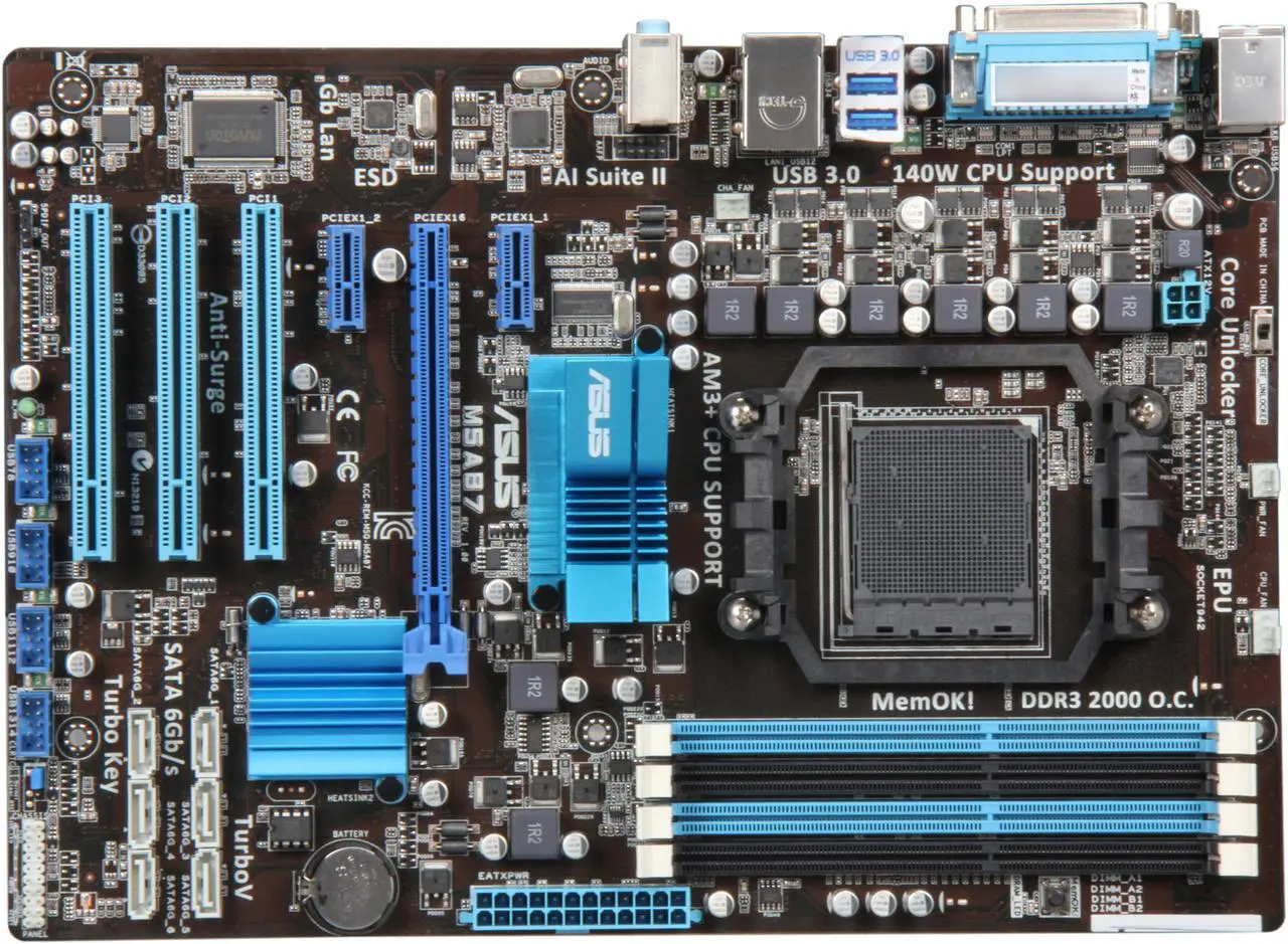 Alt view image 3 of 5 - ASUS M5A87 AM3+ AMD 870 USB 3.0 ATX AMD Motherboard