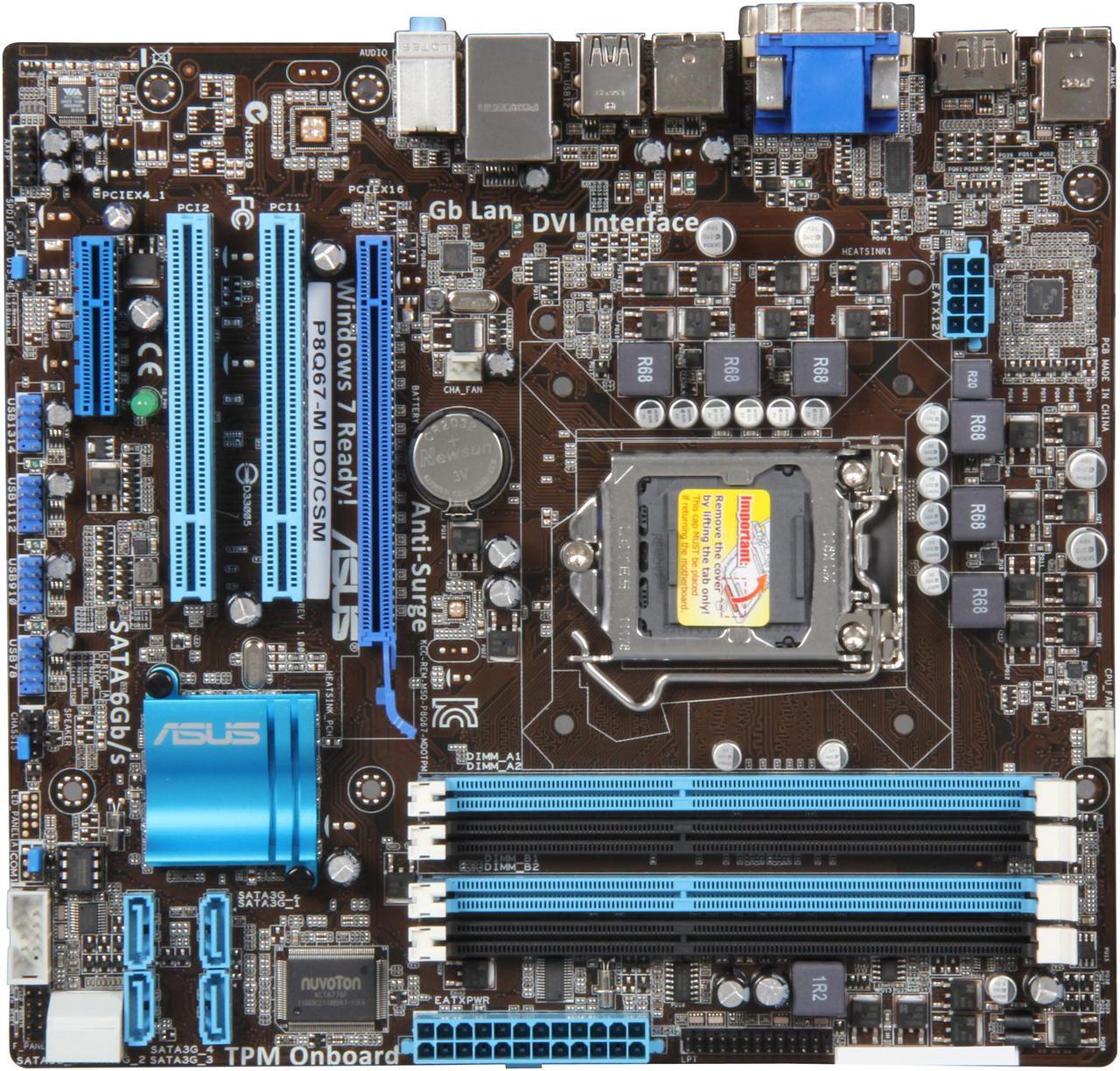 Alt view image 3 of 5 - ASUS P8Q67-M DO/CSM (REV 3.0) LGA 1155 Intel Q67 SATA 6Gb/s Micro ATX Intel Motherboard with UEFI BIOS