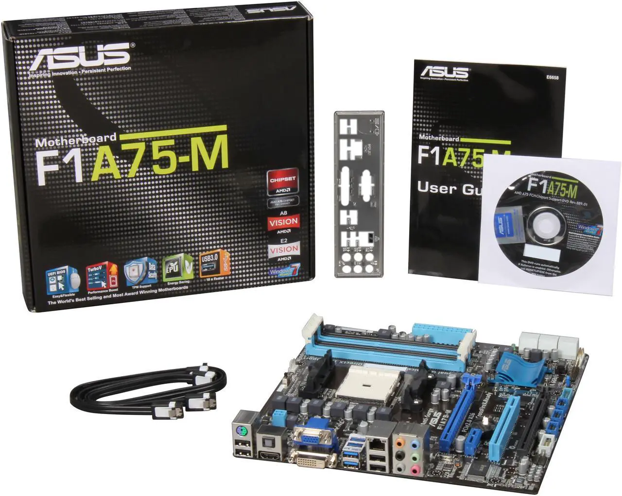 Alt view image 5 of 5 - ASUS F1A75-M FM1 AMD A75 (Hudson D3) USB 3.0 HDMI Micro ATX AMD Motherboard with UEFI BIOS