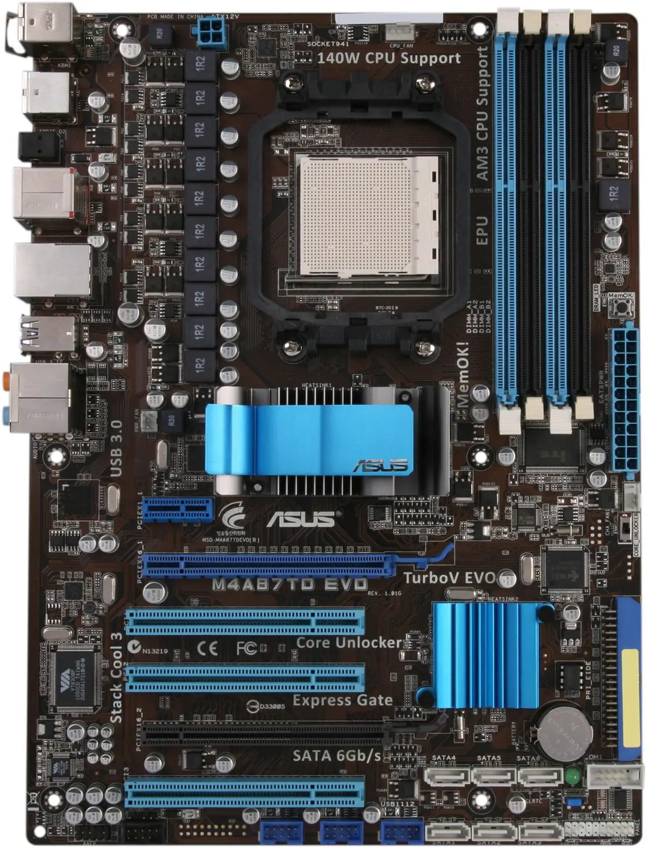 Alt view image 3 of 5 - ASUS M4A87TD-EVO-PB-R AM3 AMD 870 USB 3.0 ATX AMD Motherboard