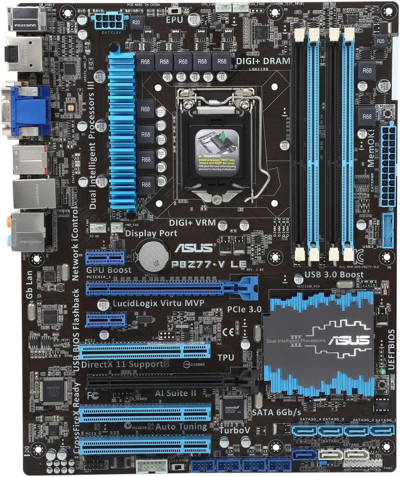 Alt view image 3 of 5 - ASUS P8Z77-V LE LGA 1155 Intel Z77 HDMI USB 3.0 ATX Intel Motherboard