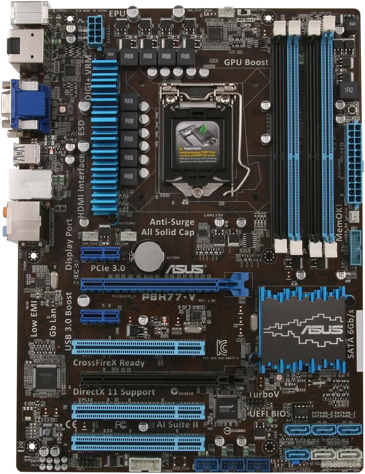 Alt view image 3 of 5 - ASUS P8H77-V LGA 1155 Intel H77 HDMI USB 3.0 ATX Intel Motherboard