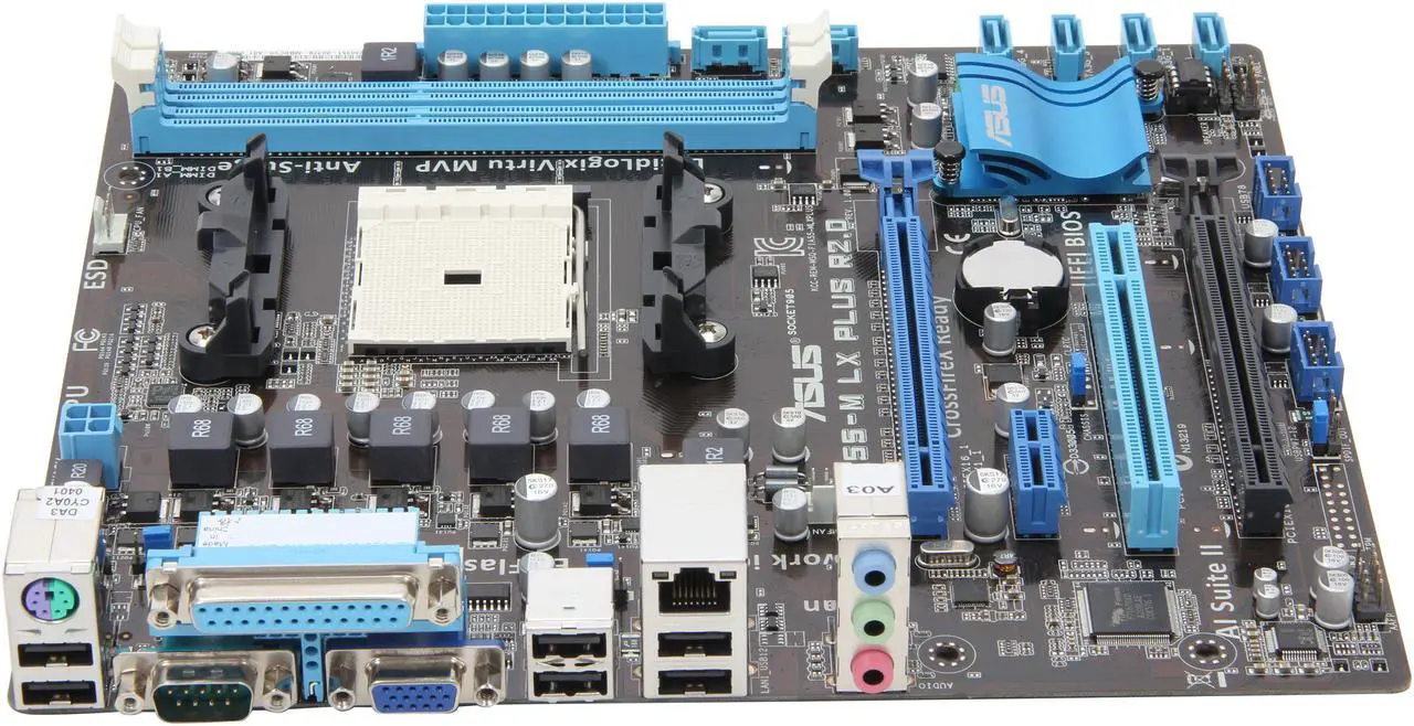 ASUS F1A55-M LX PLUS Micro ATX Motherboard w/ AMD FM1 A4-3400 CPU, Backplate