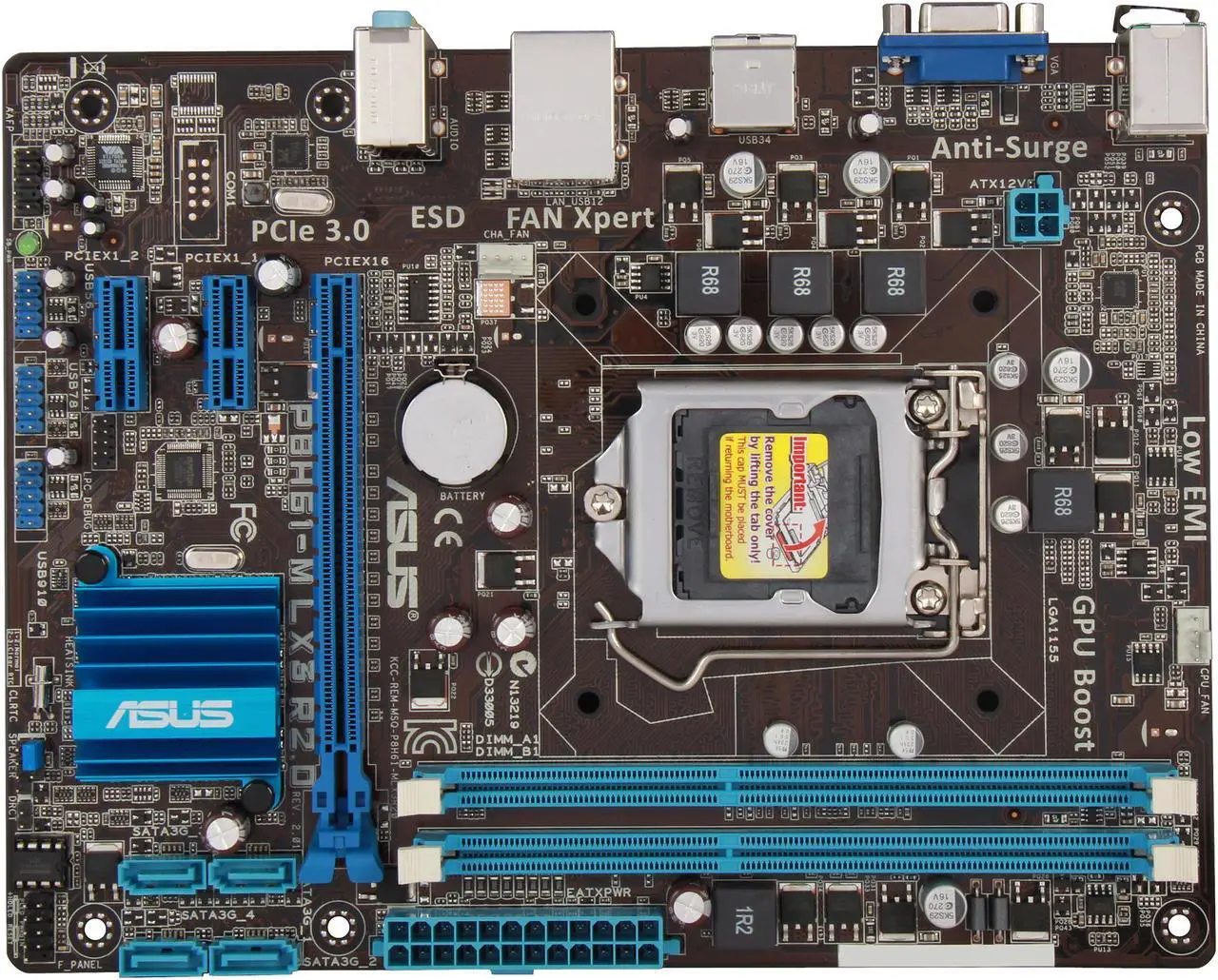 Alt view image 3 of 5 - ASUS P8H61-M LX3 R2.0 LGA 1155 Intel H61 Micro ATX Intel Motherboard with UEFI BIOS