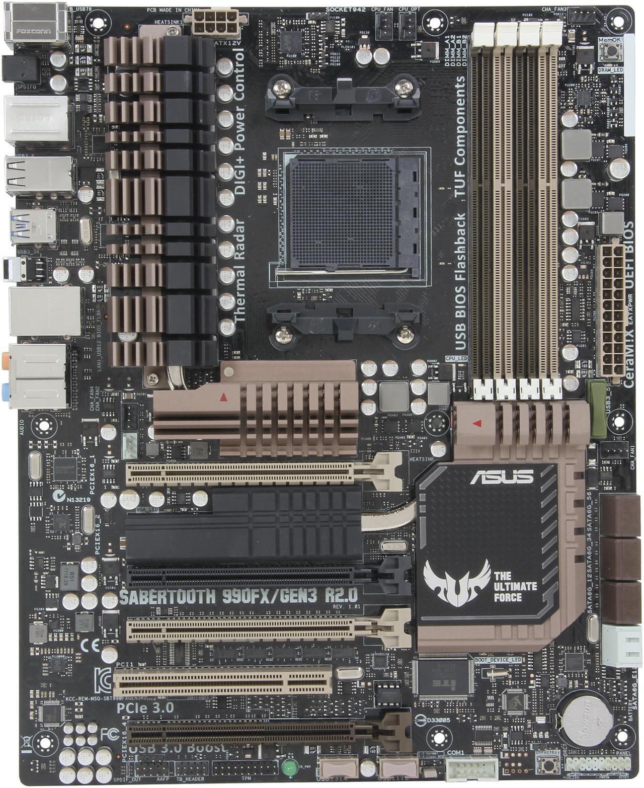 Alt view image 3 of 5 - ASUS TUF SABERTOOTH 990FX/GEN3 R2.0 AM3+ AMD 990FX SATA 6Gb/s USB 3.0 ATX AMD Motherboard