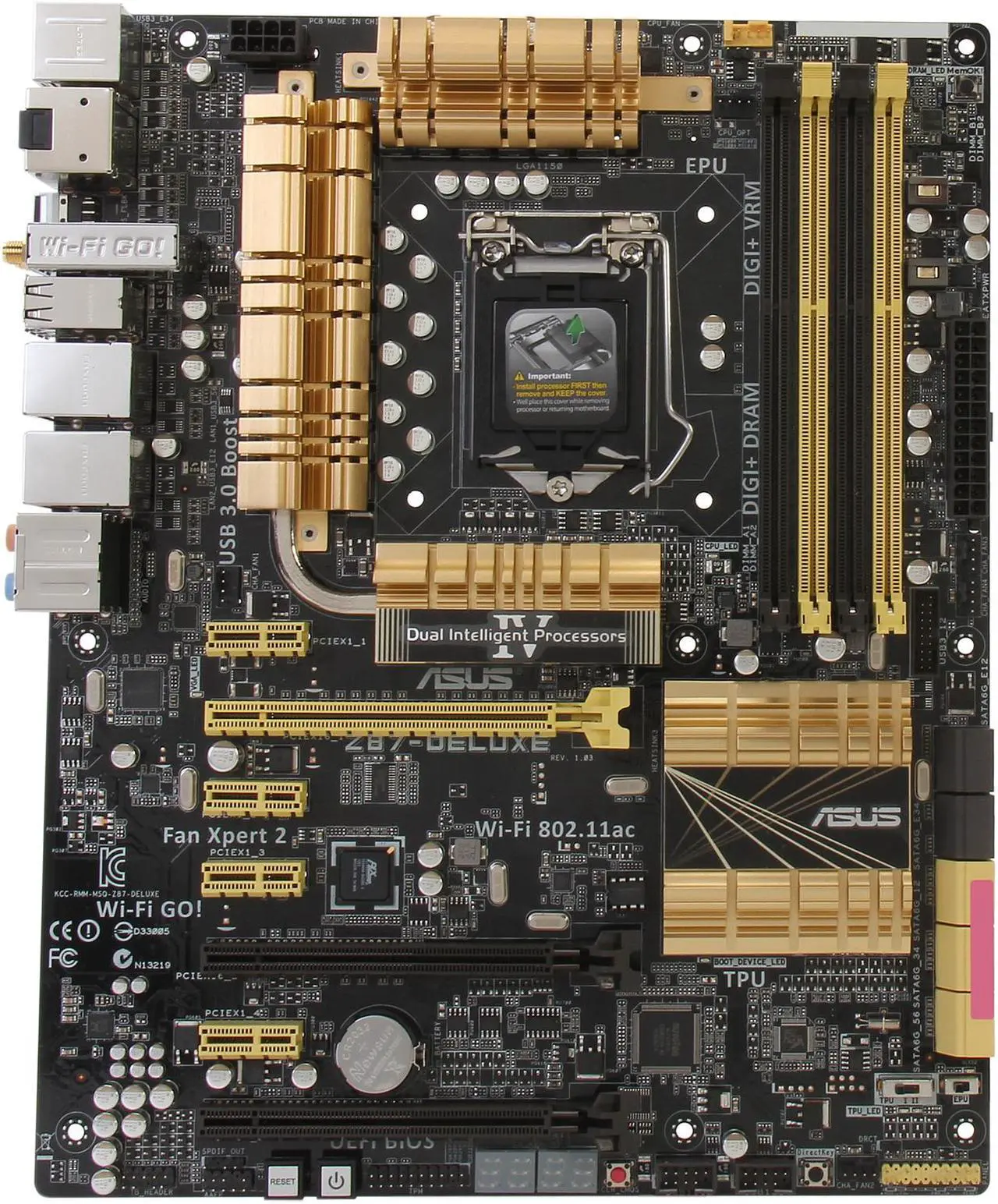 Alt view image 3 of 5 - ASUS Z87-DELUXE LGA 1150 Intel Z87 HDMI USB 3.0 ATX Intel Motherboard