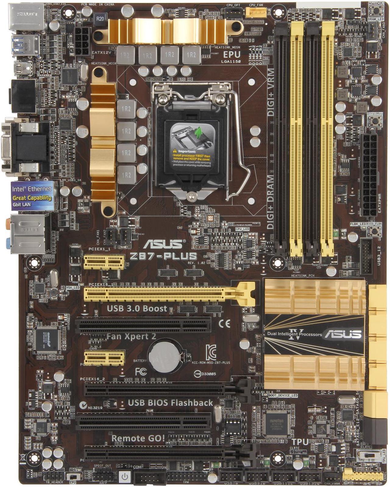 Alt view image 4 of 5 - ASUS Z87-PLUS LGA 1150 Intel Z87 HDMI SATA 6Gb/s USB 3.0 ATX Intel Motherboard