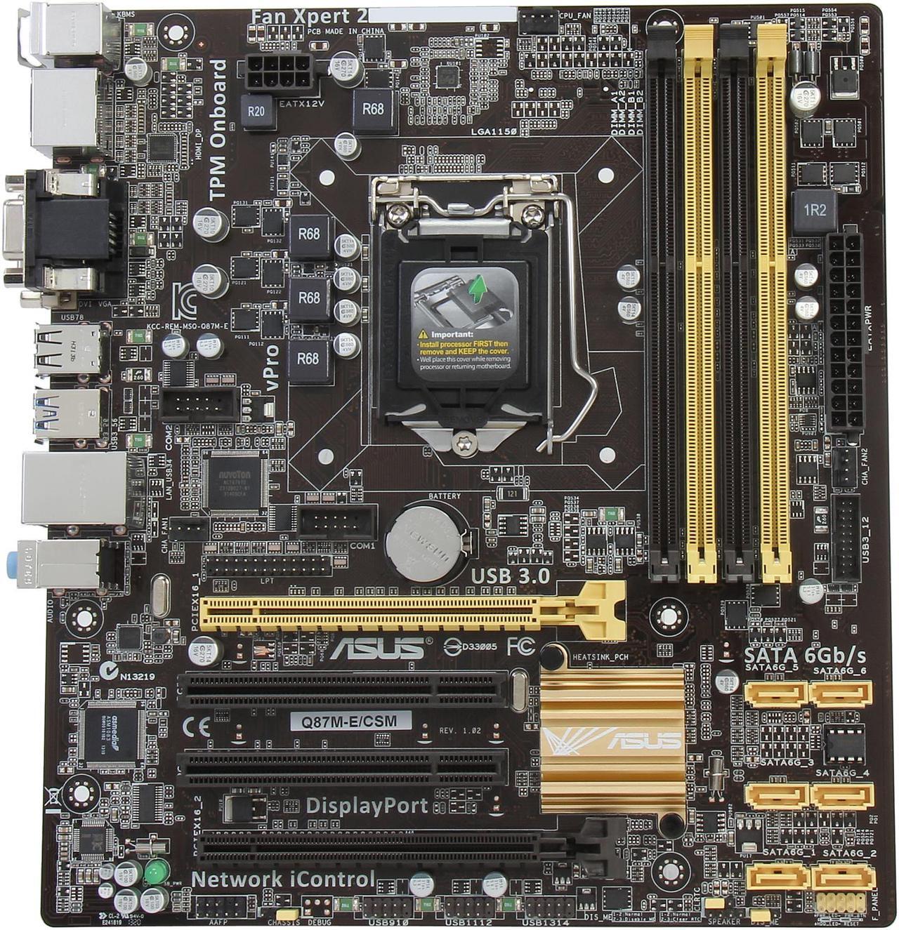 Alt view image 4 of 5 - ASUS Q87M-E/CSM LGA 1150 Intel Q87 HDMI SATA 6Gb/s USB 3.1 Micro ATX Intel Motherboard