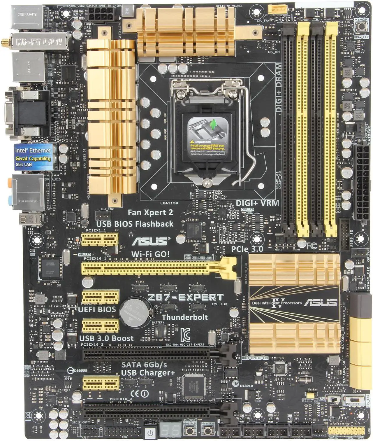 Alt view image 3 of 5 - ASUS Z87-EXPERT LGA 1150 Intel Z87 HDMI USB 3.0 ATX Intel Motherboard