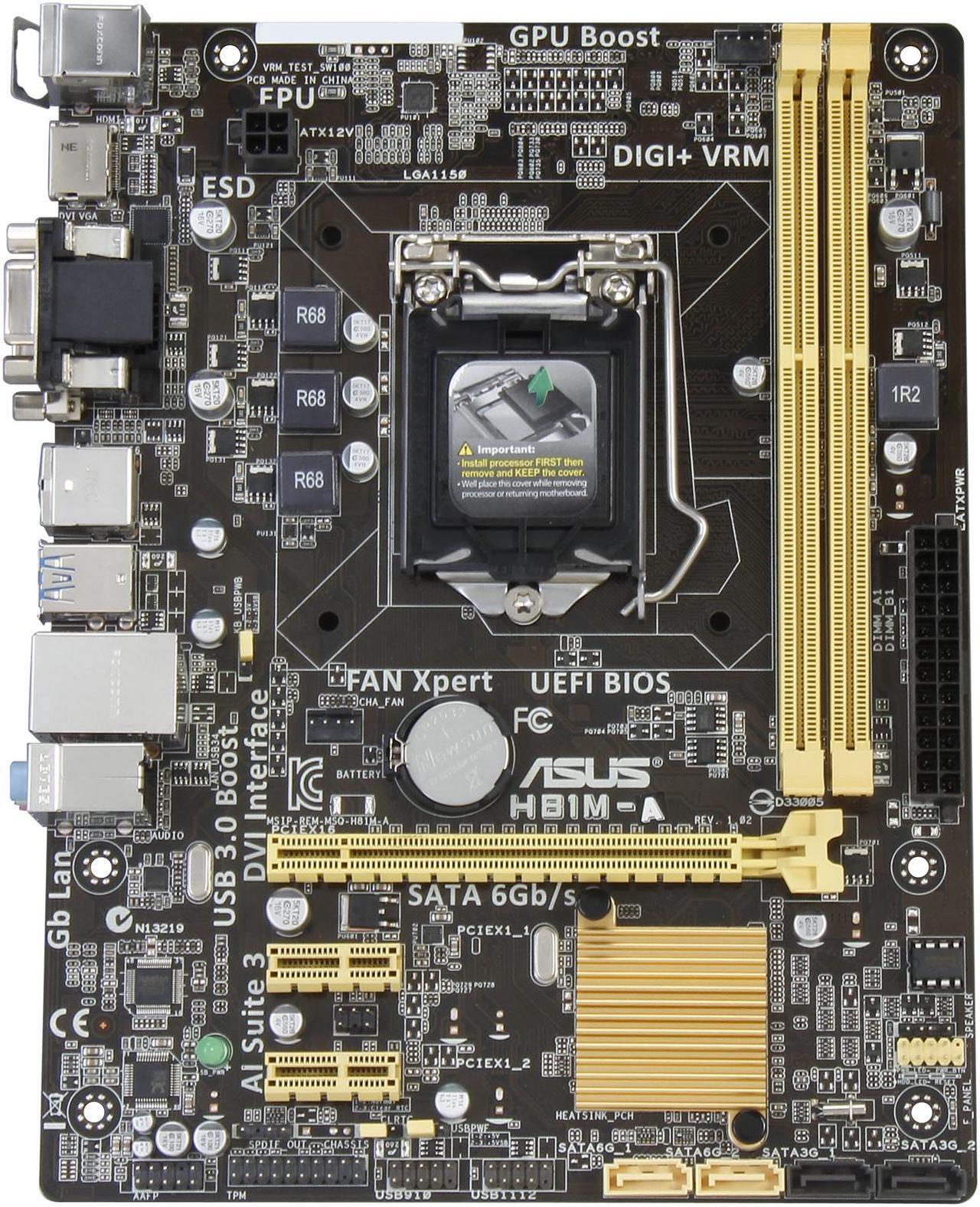 Alt view image 4 of 5 - ASUS H81M-A LGA 1150 Intel H81 HDMI SATA 6Gb/s USB 3.0 Micro ATX Intel Motherboard