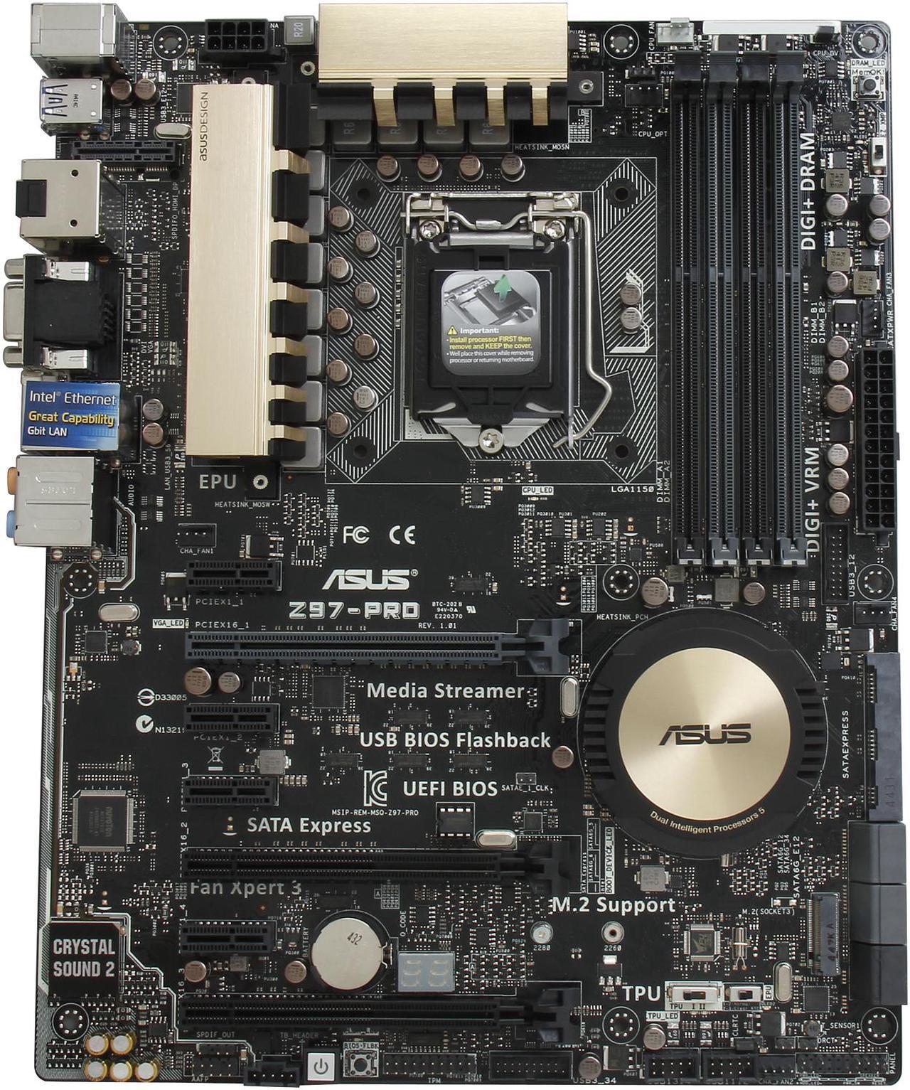 Alt view image 4 of 5 - ASUS Z97-PRO LGA 1150 Intel Z97 HDMI SATA 6Gb/s USB 3.0 ATX Intel Motherboard