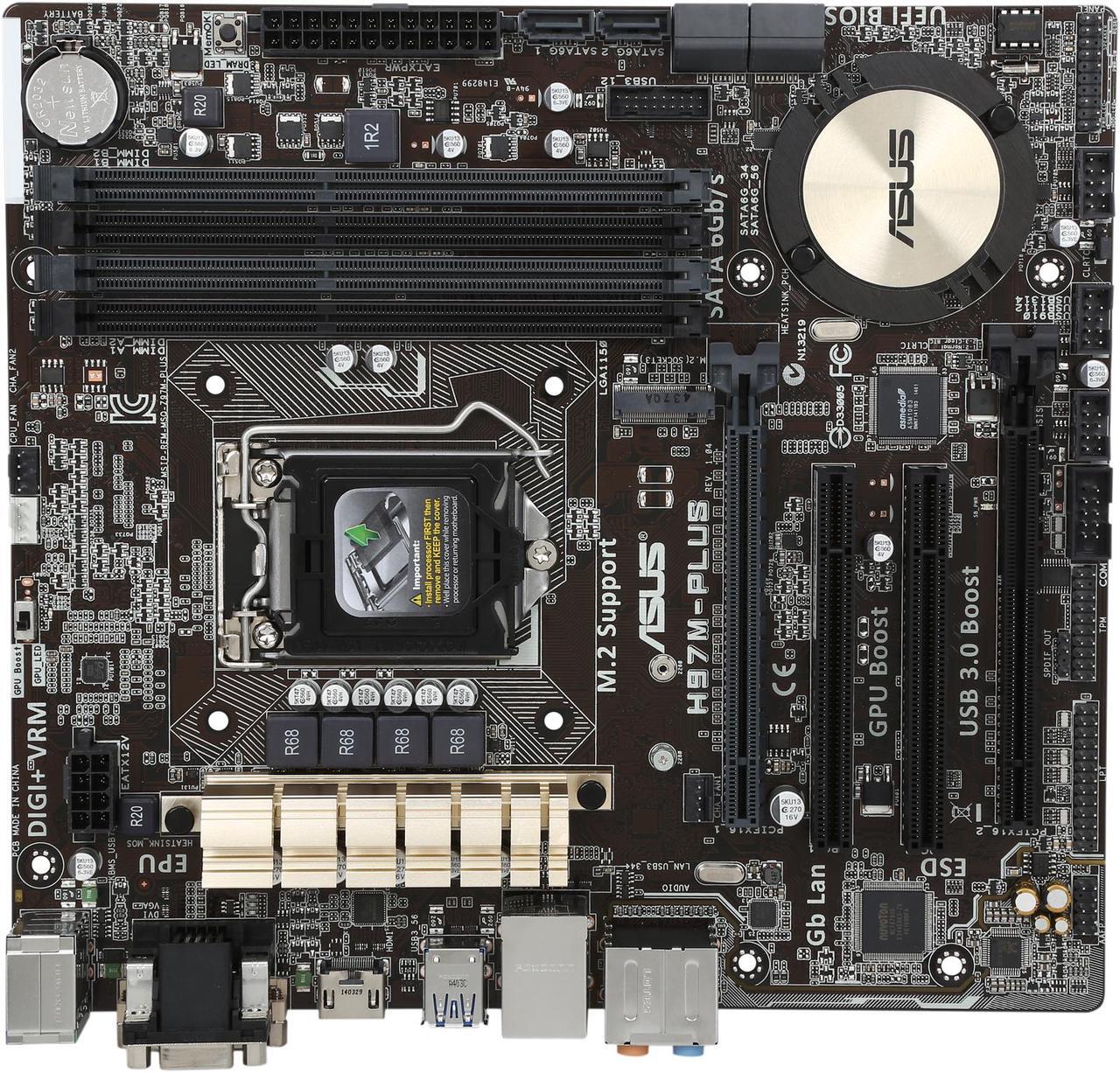 Alt view image 4 of 5 - ASUS H97M-PLUS LGA 1150 Intel H97 HDMI SATA 6Gb/s USB 3.0 Micro ATX Intel Motherboard