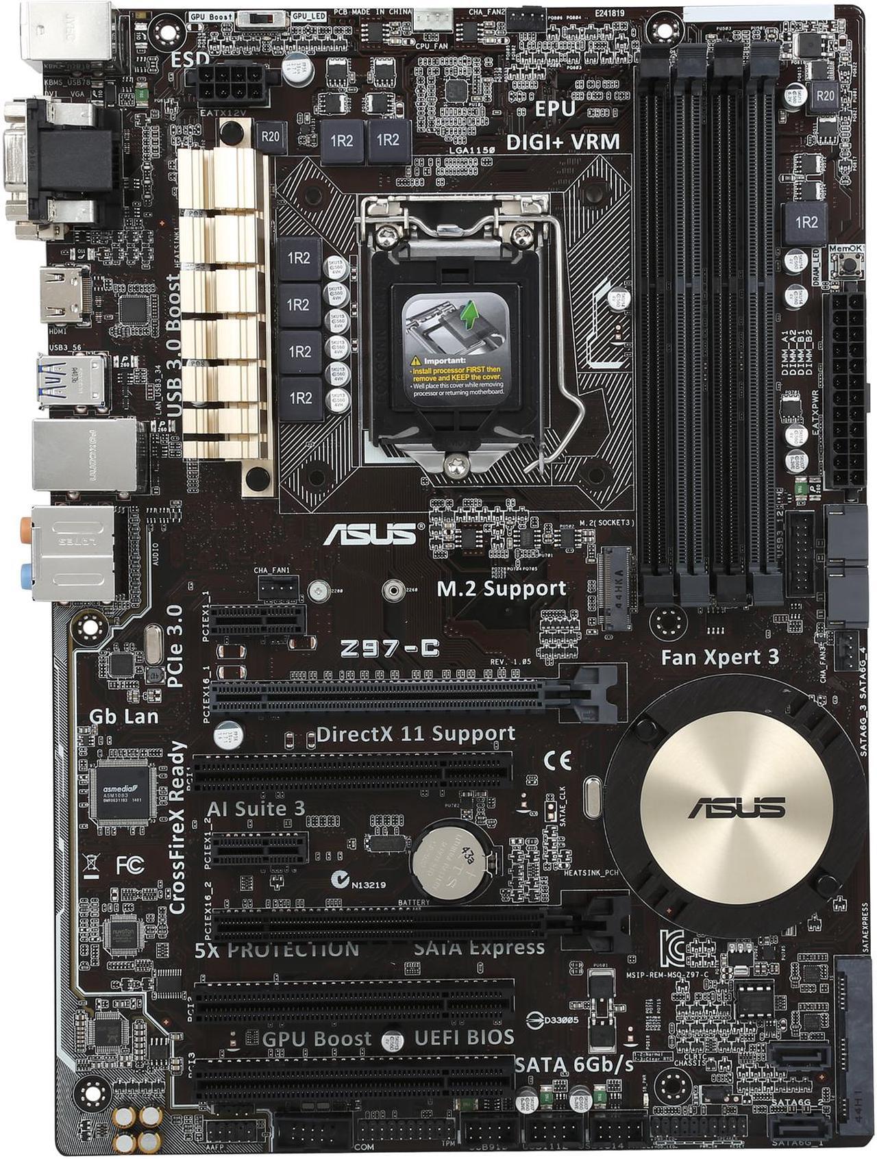 Alt view image 4 of 5 - ASUS Z97-C LGA 1150 Intel Z97 HDMI USB 3.0 ATX Intel Motherboard