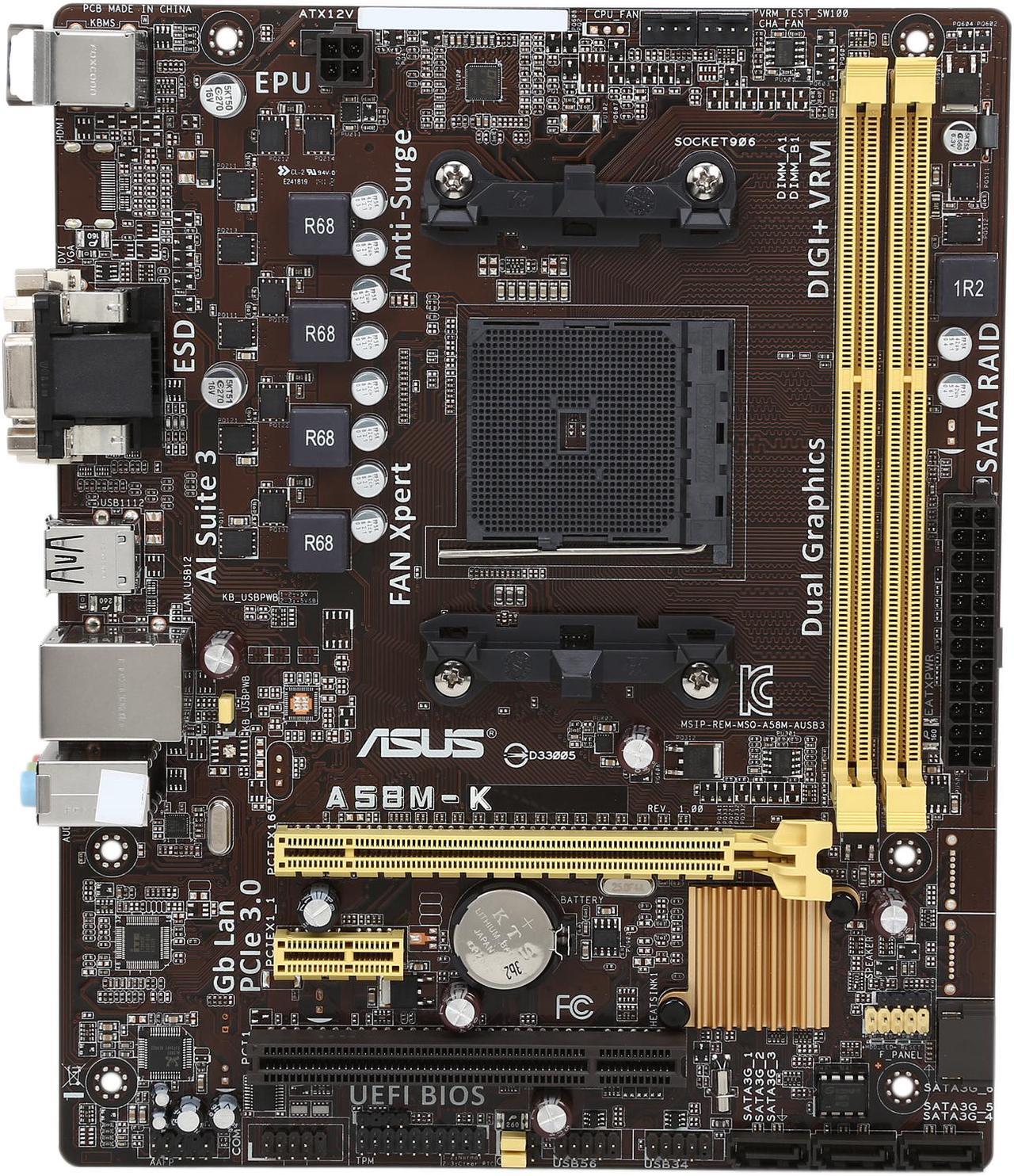 Alt view image 3 of 5 - ASUS A58M-K FM2+ AMD A58 (Bolton D2) Micro ATX AMD Motherboard