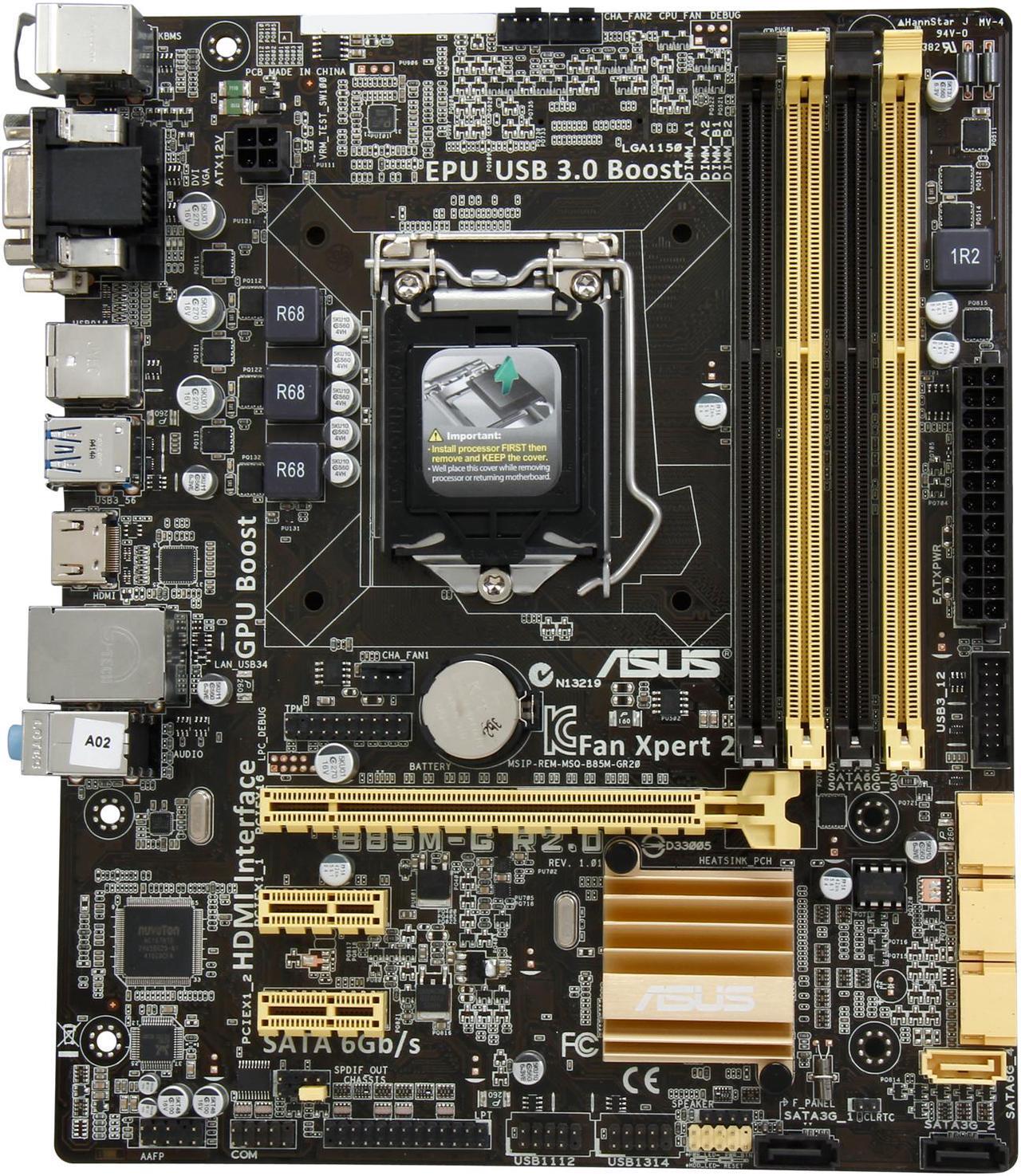 Alt view image 4 of 5 - ASUS B85M-G R2.0 LGA 1150 Intel B85 HDMI USB 3.0 Micro ATX Intel Motherboard