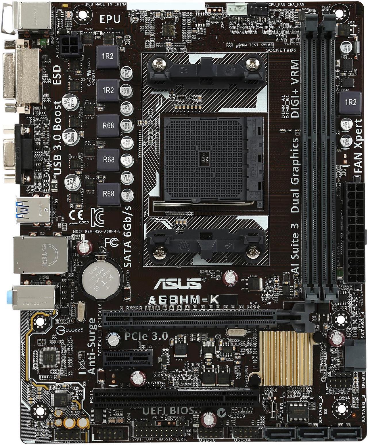 Alt view image 4 of 5 - ASUS AMD A68HM-K FM2+ AMD A68H FCH (Bolton D2H) USB 3.0 Micro ATX AMD Motherboard