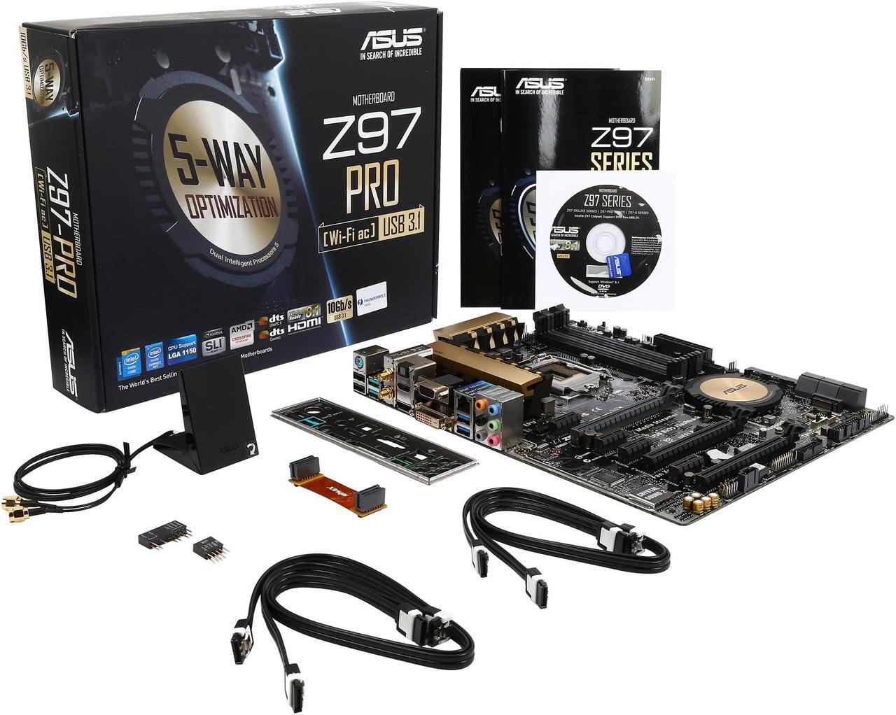 Alt view image 5 of 5 - ASUS Z97-PRO(Wi-Fi ac)/USB 3.1 LGA 1150 Intel Z97 HDMI SATA 6Gb/s USB 3.1 ATX Intel Motherboard