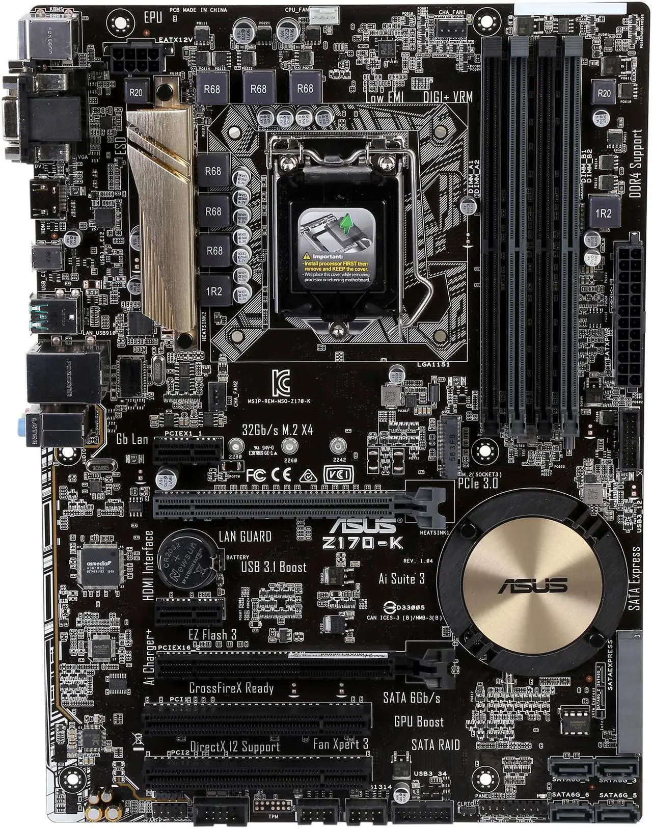Alt view image 4 of 5 - ASUS Z170-K LGA 1151 Intel Z170 HDMI USB 3.1 ATX Intel Motherboard