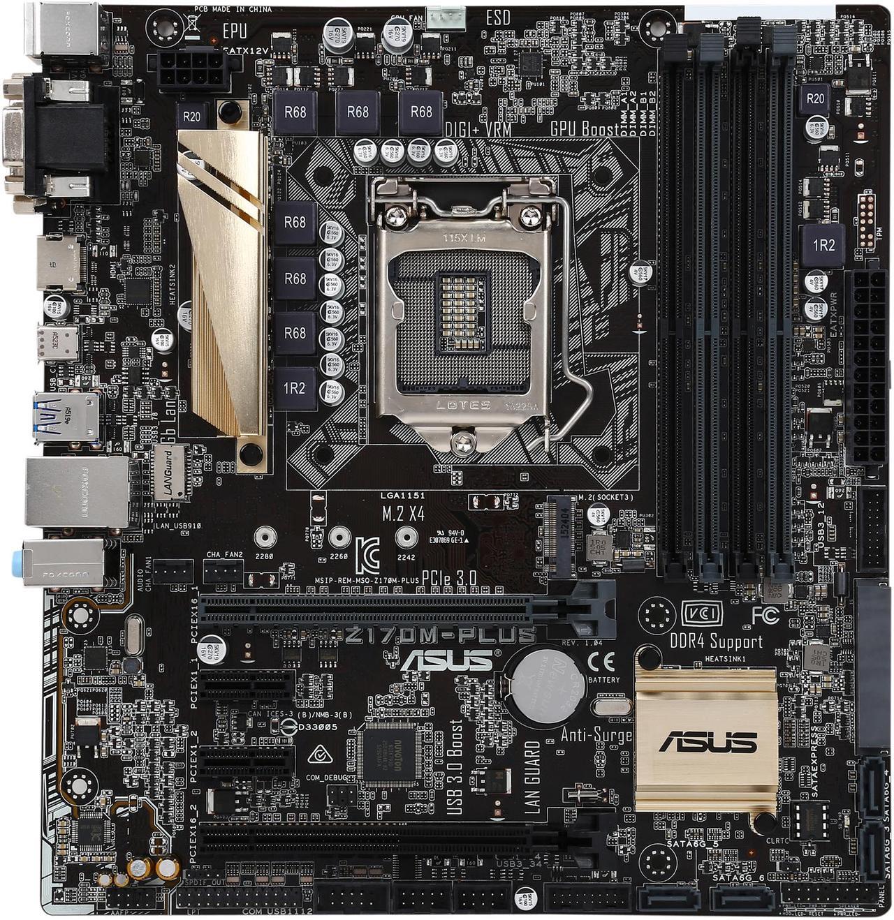 Alt view image 4 of 5 - ASUS Z170M-PLUS LGA 1151 Intel Z170 HDMI USB 3.0 Micro ATX Intel Motherboard
