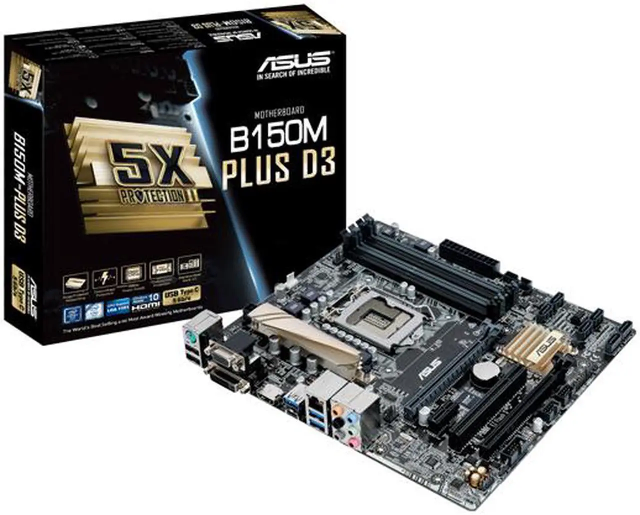 Alt view image 6 of 6 - ASUS B150M-PLUS D3 LGA 1151 Intel B150 HDMI USB 3.0 Micro ATX Intel Motherboard