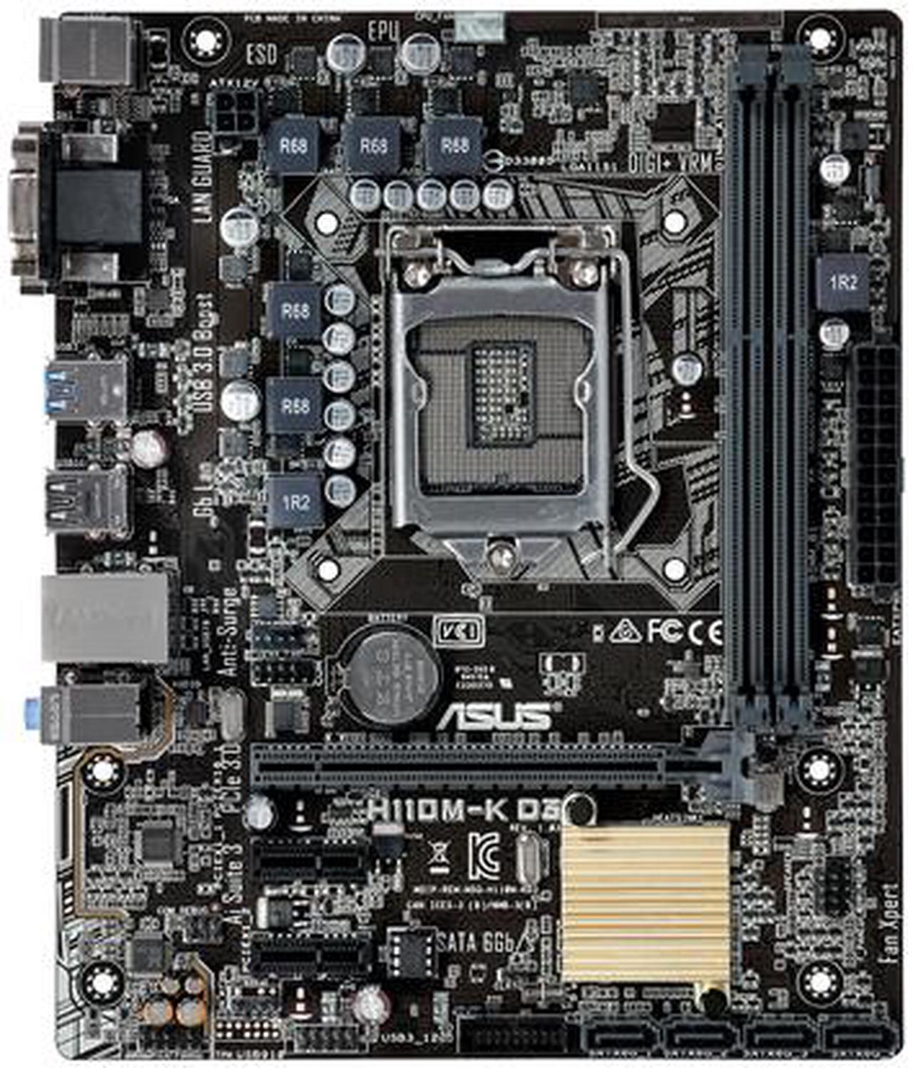 Alt view image 2 of 8 - ASUS H110M-K D3 LGA 1151 Intel H110 USB 3.0 Micro ATX Intel Motherboard
