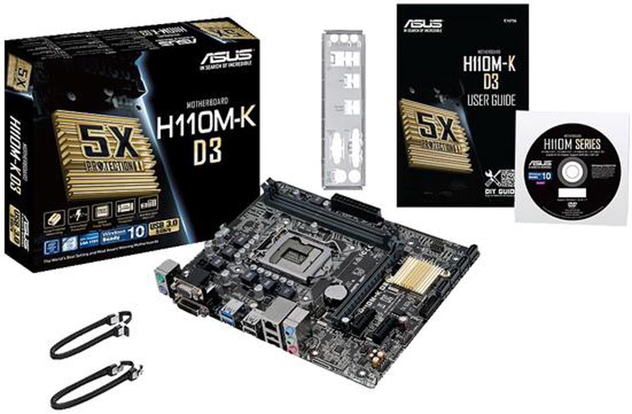 Alt view image 5 of 8 - ASUS H110M-K D3 LGA 1151 Intel H110 USB 3.0 Micro ATX Intel Motherboard