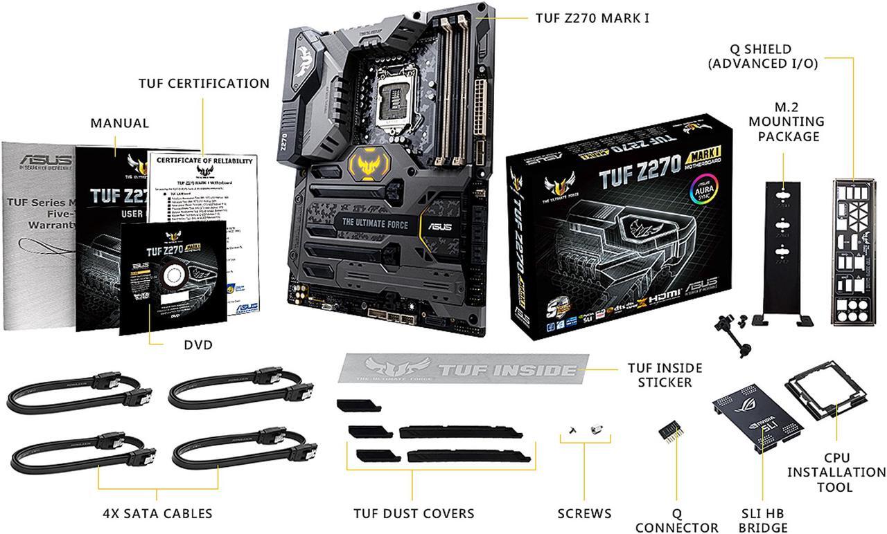 Alt view image 8 of 9 - ASUS TUF Z270 Mark 1 LGA1151 DDR4 DP HDMI M.2 USB 3.1 Z270 ATX Motherboard