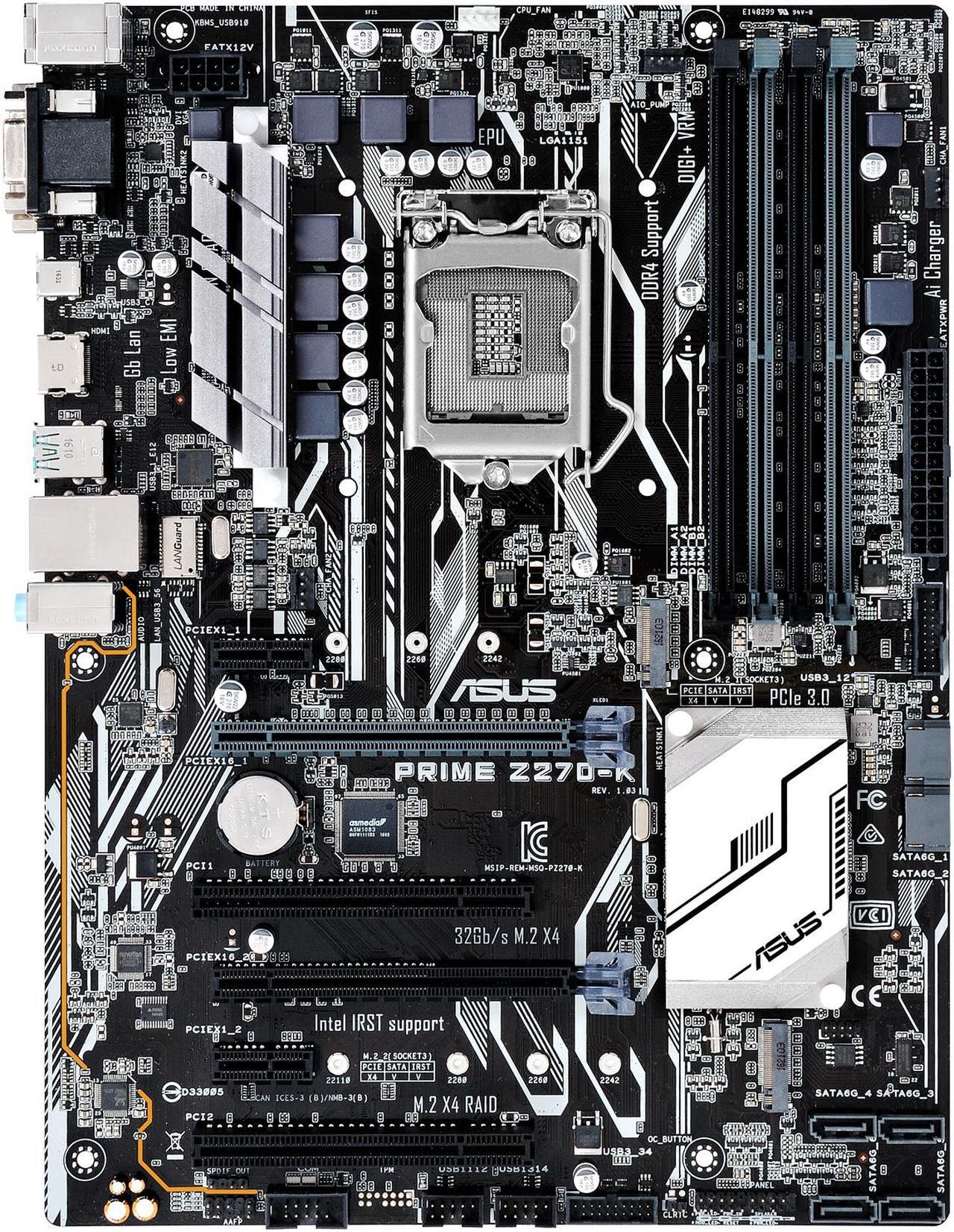 Alt view image 2 of 7 - ASUS Prime PRIME Z270-K LGA 1151 Intel Z270 HDMI SATA 6Gb/s USB 3.1 USB 3.0 ATX Motherboards - Intel