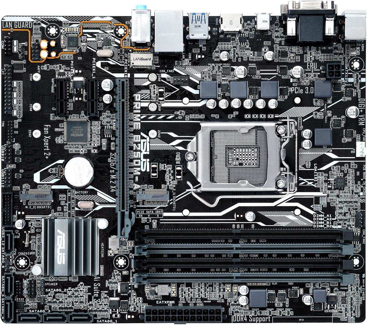 Alt view image 2 of 5 - ASUS PRIME B250M-A LGA 1151 Intel B250 HDMI SATA 6Gb/s USB 3.1 USB 3.0 Micro ATX Intel Motherboard