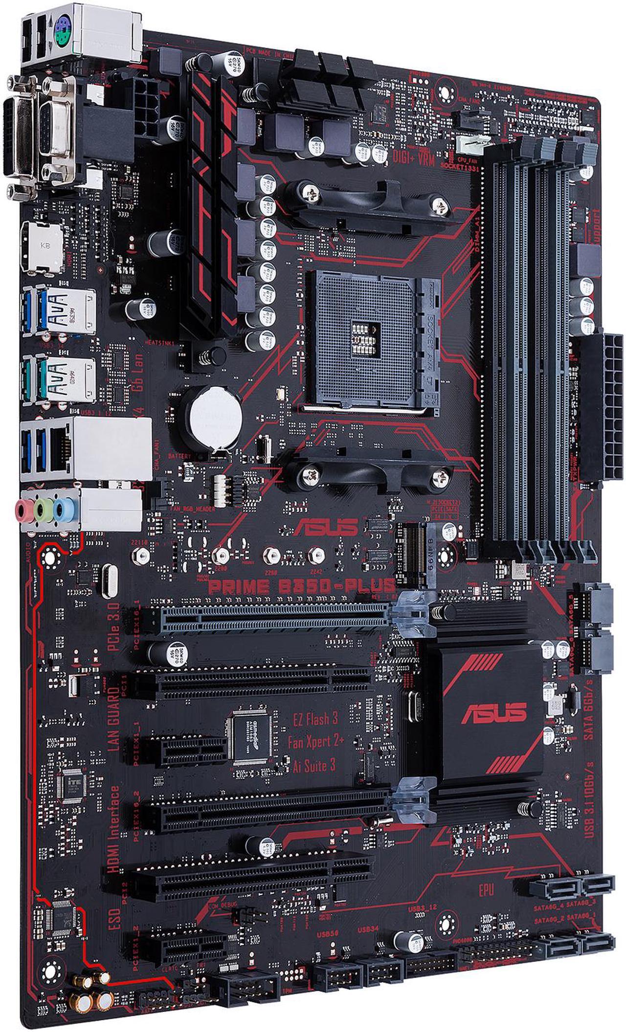Alt view image 3 of 6 - ASUS PRIME B350-PLUS AM4 AMD B350 SATA 6Gb/s USB 3.1 HDMI ATX Motherboards - AMD