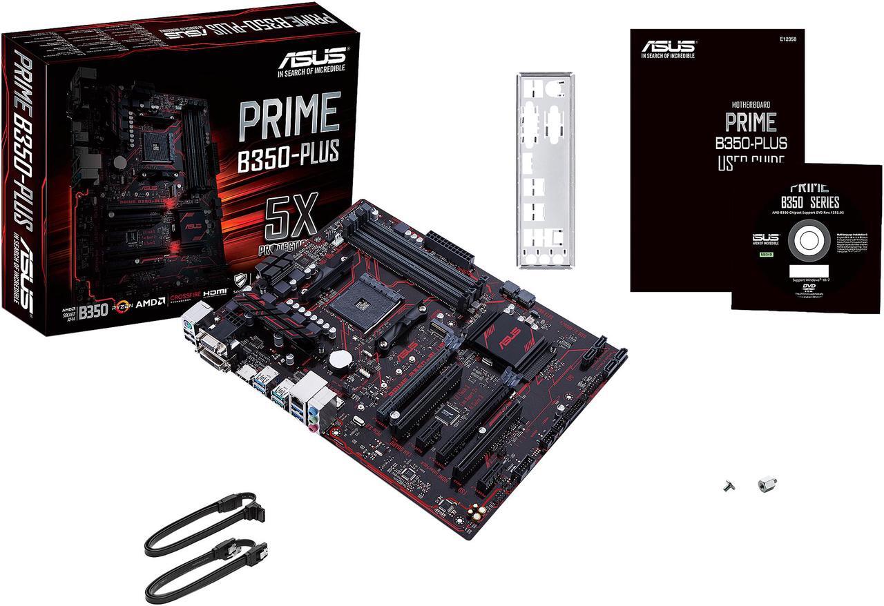 Alt view image 5 of 6 - ASUS PRIME B350-PLUS AM4 AMD B350 SATA 6Gb/s USB 3.1 HDMI ATX Motherboards - AMD