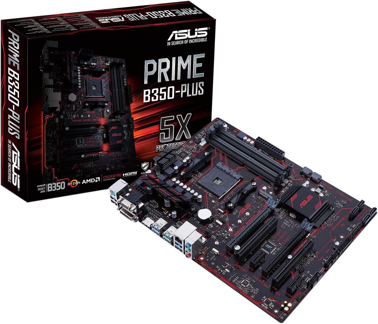 Alt view image 6 of 6 - ASUS PRIME B350-PLUS AM4 AMD B350 SATA 6Gb/s USB 3.1 HDMI ATX Motherboards - AMD