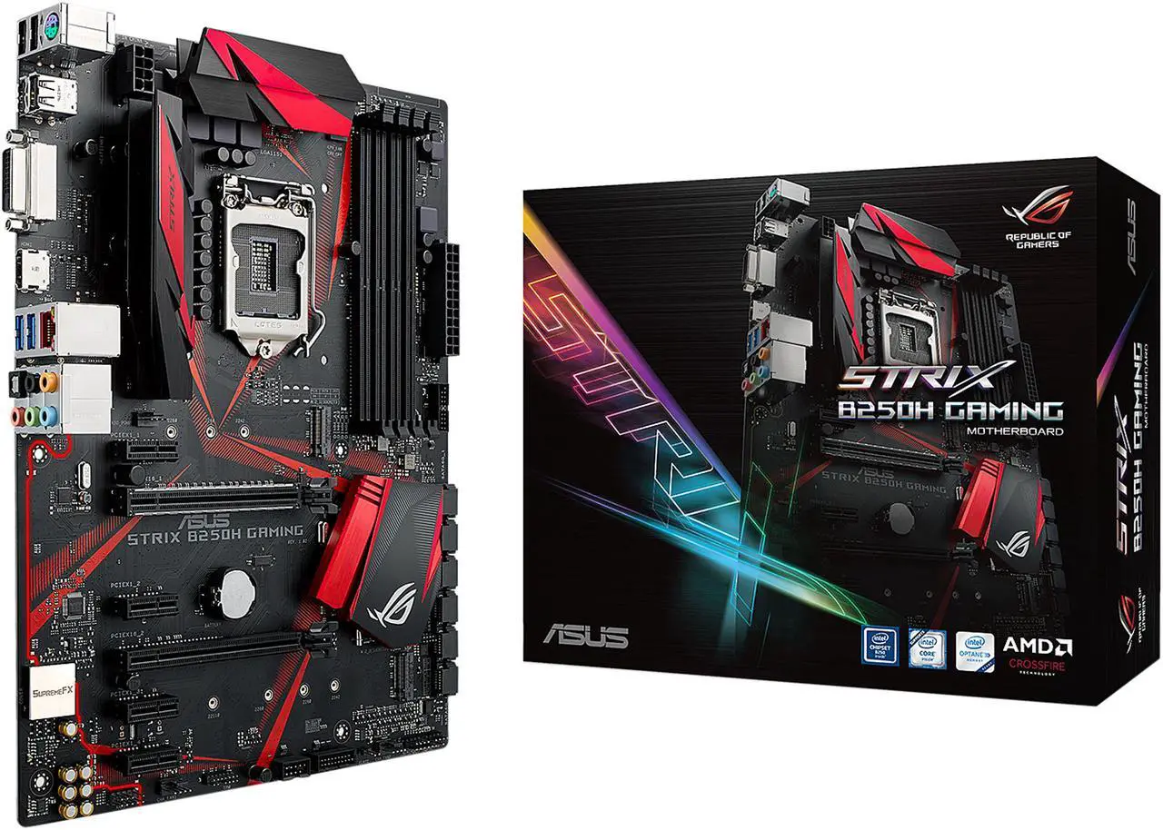 Alt view image 7 of 7 - ASUS ROG STRIX B250H GAMING LGA1151 DDR4 HDMI DVI M.2 B250 ATX Motherboard with USB 3.1