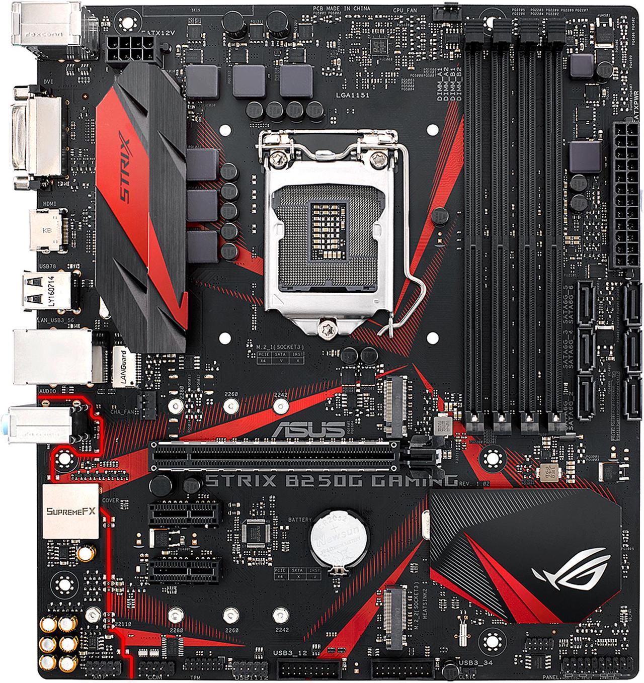 Main image of ASUS ROG STRIX B250G GAMING LGA1151 DDR4 HDMI DVI M.2 Micro-ATX Motherboard with USB 3.1