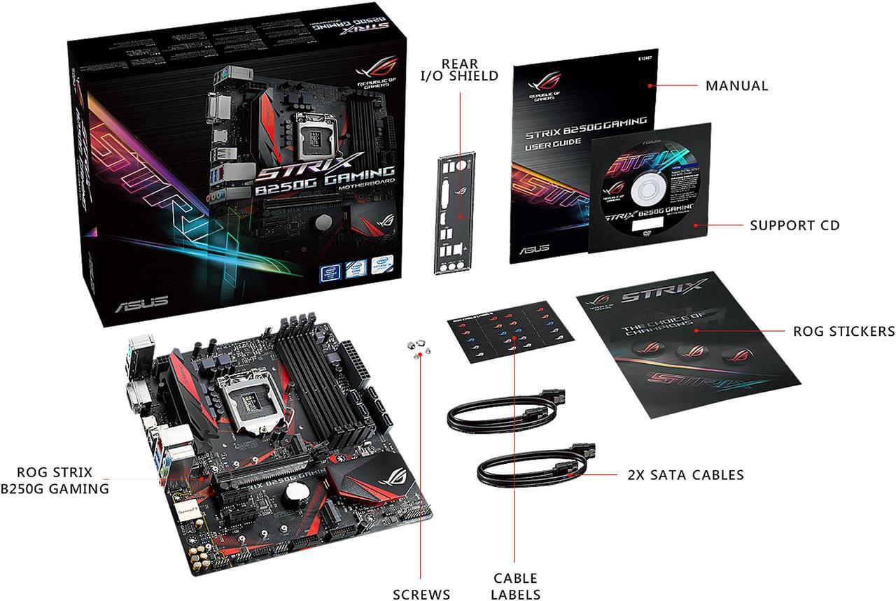 Alt view image 6 of 7 - ASUS ROG STRIX B250G GAMING LGA1151 DDR4 HDMI DVI M.2 Micro-ATX Motherboard with USB 3.1