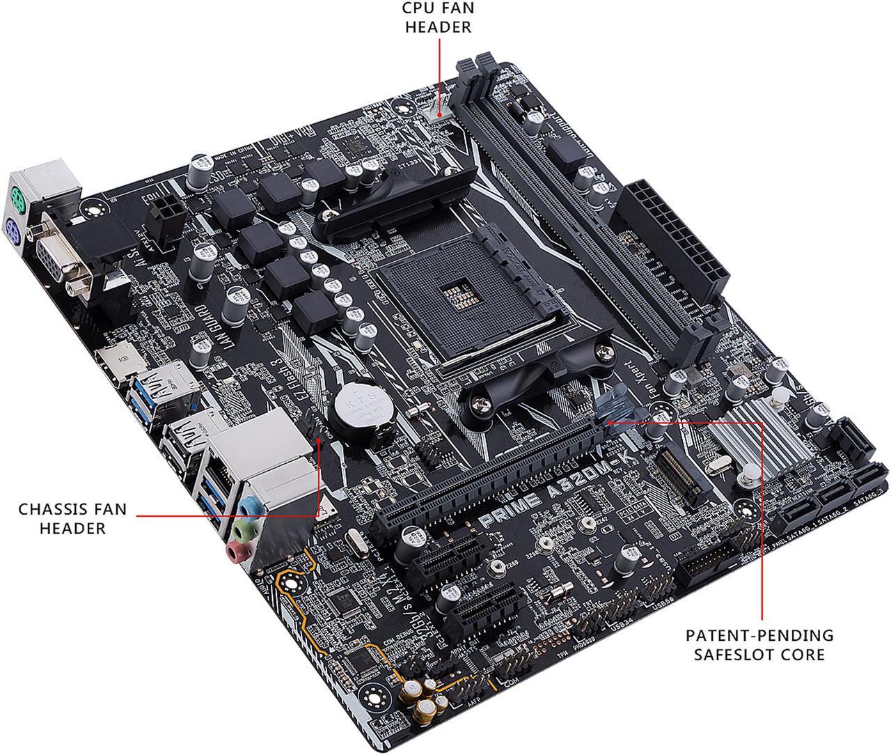 Alt view image 4 of 7 - ASUS Prime A320M-K AMD Ryzen AM4 DDR4 HDMI VGA M.2 Micro-ATX A320 Motherboard