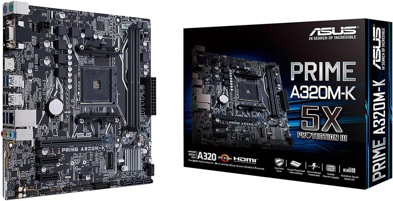 Alt view image 7 of 7 - ASUS Prime A320M-K AMD Ryzen AM4 DDR4 HDMI VGA M.2 Micro-ATX A320 Motherboard