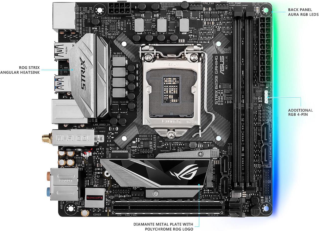 Alt view image 2 of 7 - ASUS ROG Strix B250I Gaming LGA 1151 HDMI USB 3.1 Mini ITX Intel Motherboard