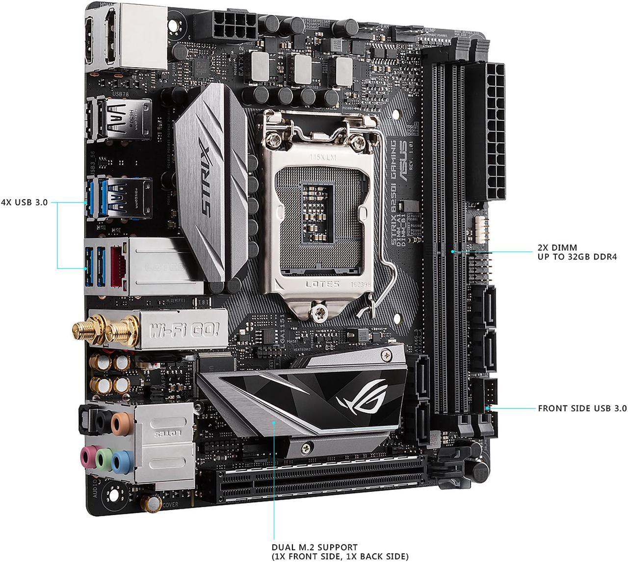 Alt view image 3 of 7 - ASUS ROG Strix B250I Gaming LGA 1151 HDMI USB 3.1 Mini ITX Intel Motherboard