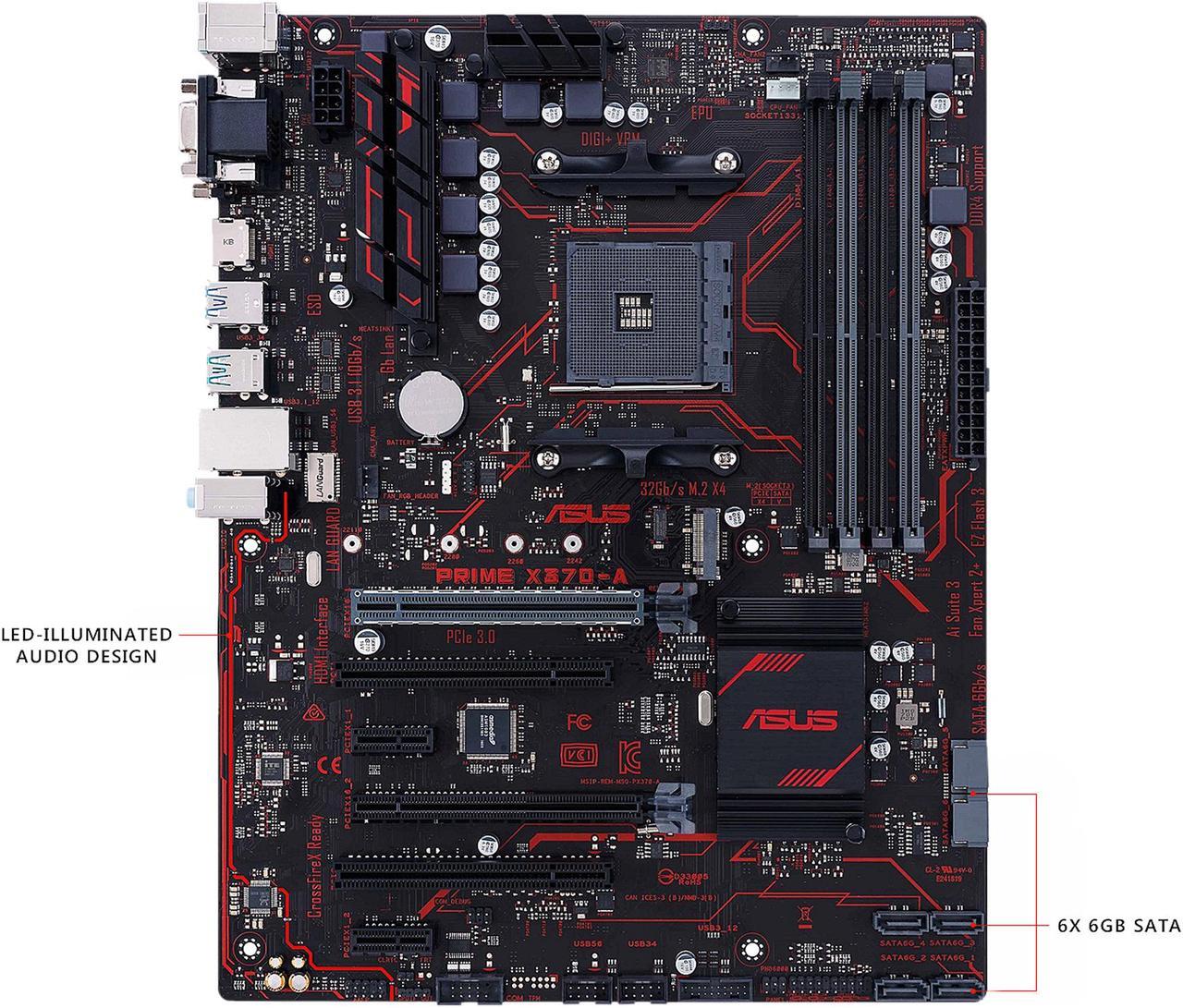 Alt view image 4 of 8 - ASUS PRIME X370-A AMD Ryzen AM4 DDR4 HDMI DVI VGA M.2 USB 3.1 ATX X370 Motherboard