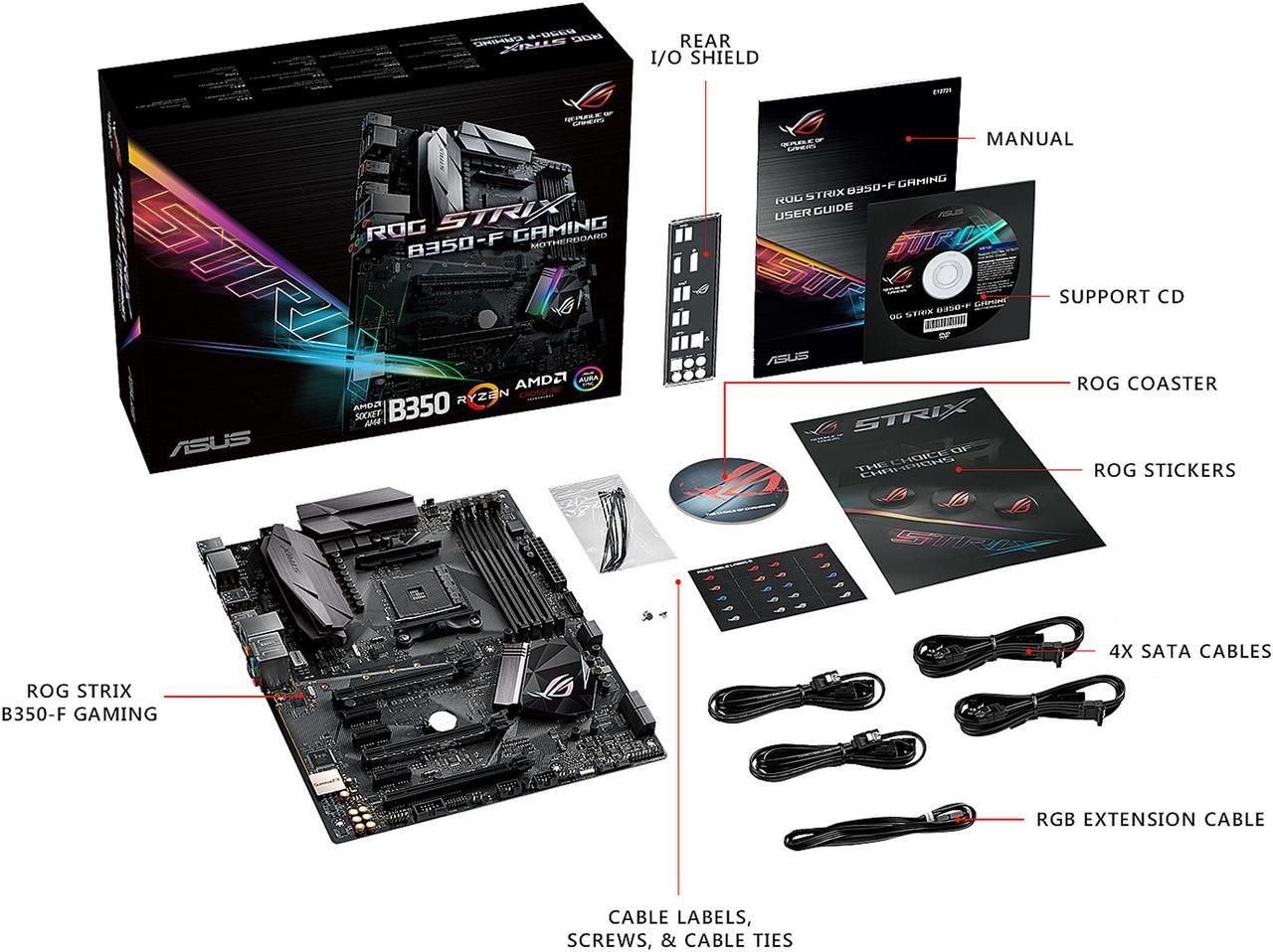 Alt view image 5 of 6 - ASUS ROG STRIX B350-F GAMING AM4 AMD B350 SATA 6Gb/s USB 3.1 HDMI ATX AMD Motherboard
