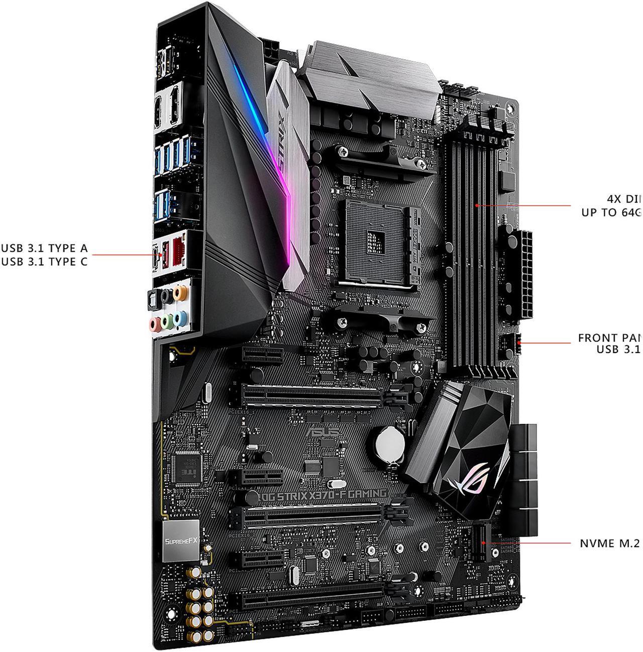 Alt view image 4 of 6 - ASUS ROG STRIX X370-F GAMING AM4 AMD X370 ATX AMD Motherboard