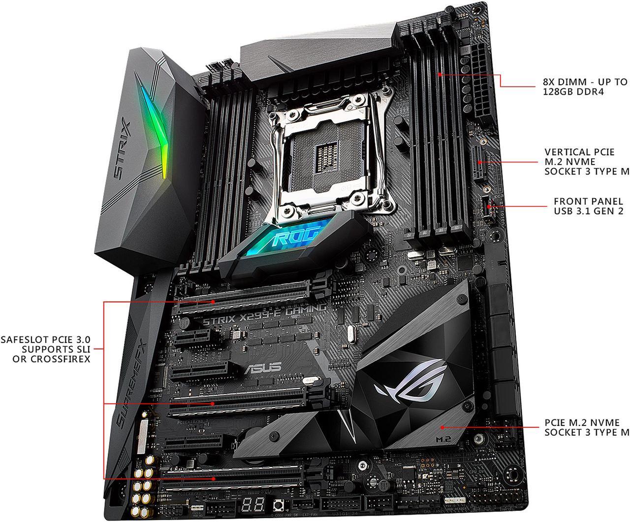 Alt view image 5 of 6 - ASUS ROG STRIX X299-E GAMING LGA2066 DDR4 M.2 USB 3.1 802.11 AC WI-FI X299 ATX Motherboard for Intel Core i9 and i7 X-Series Processors