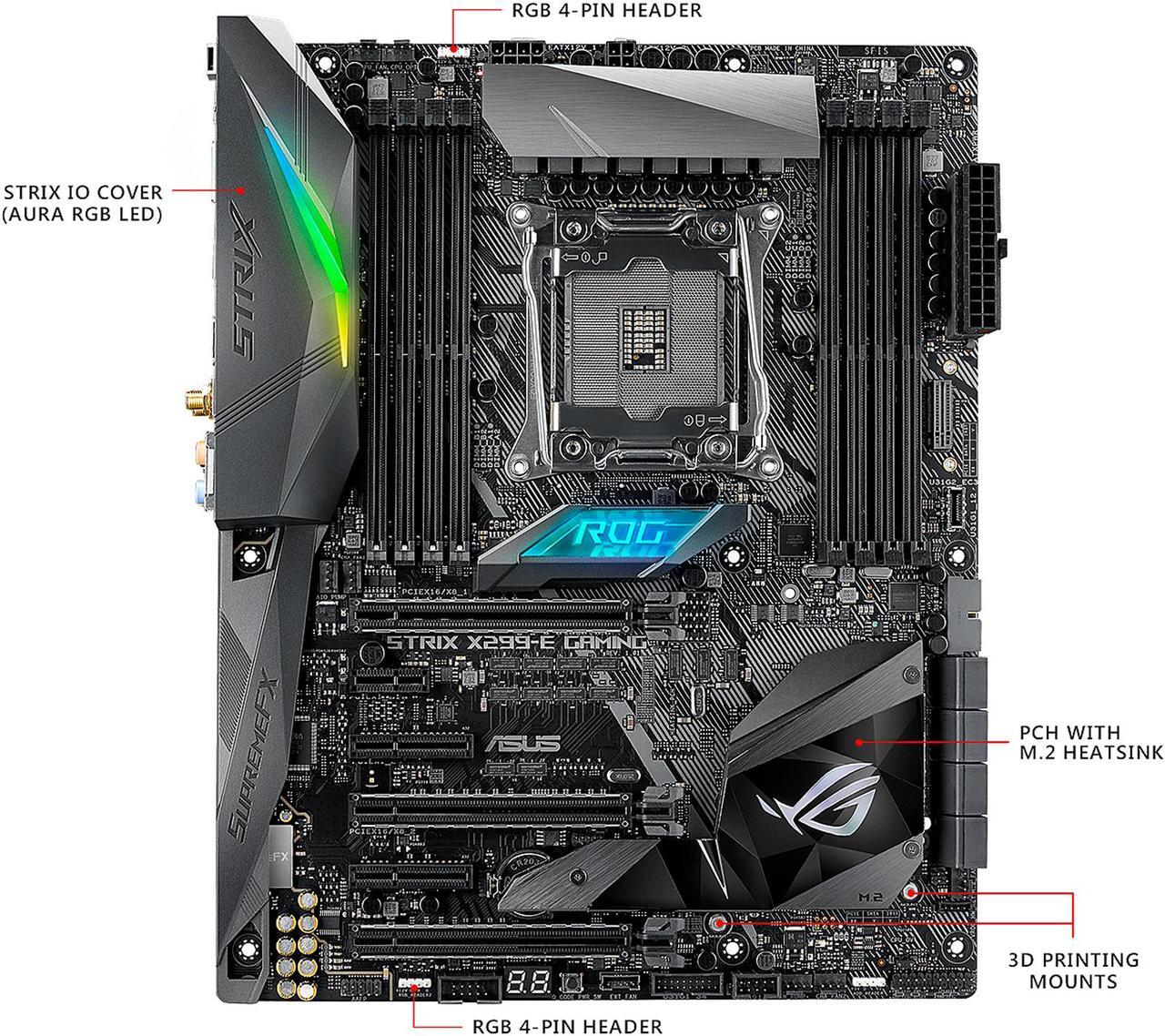 Alt view image 3 of 6 - ASUS ROG STRIX X299-E GAMING LGA2066 DDR4 M.2 USB 3.1 802.11 AC WI-FI X299 ATX Motherboard for Intel Core i9 and i7 X-Series Processors