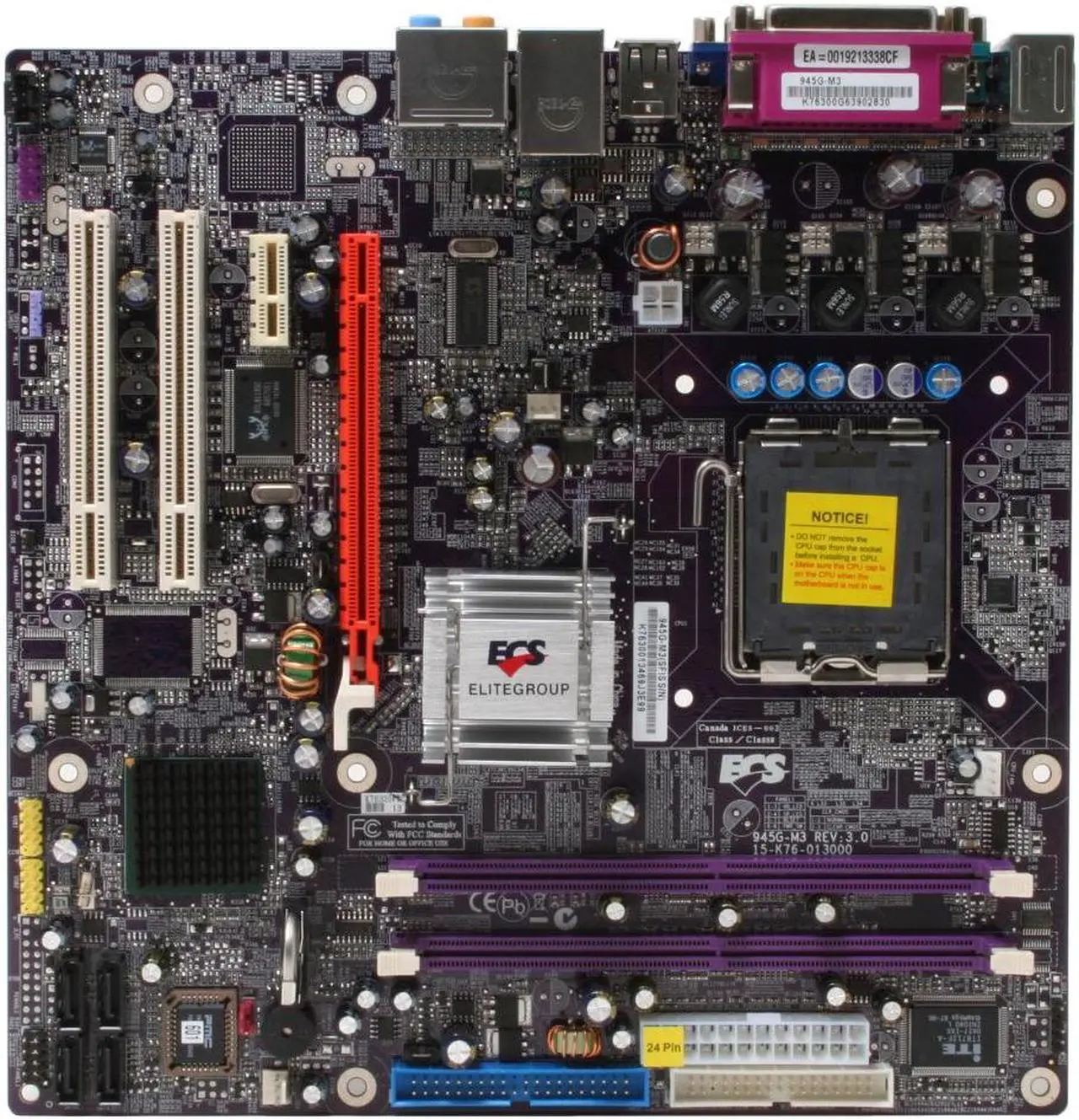 Alt view image 3 of 6 - ECS 945G-M3 (V3.0) LGA 775 Intel 945G Micro ATX Intel Motherboard
